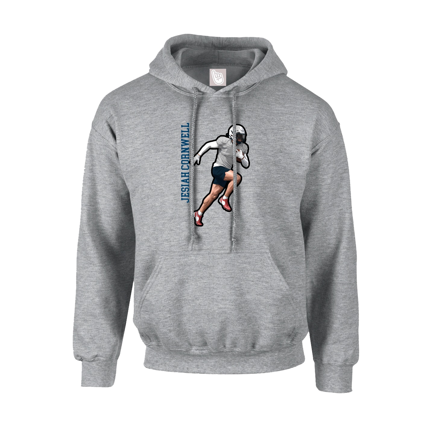 Hoodie — Name Vertical in Grey
