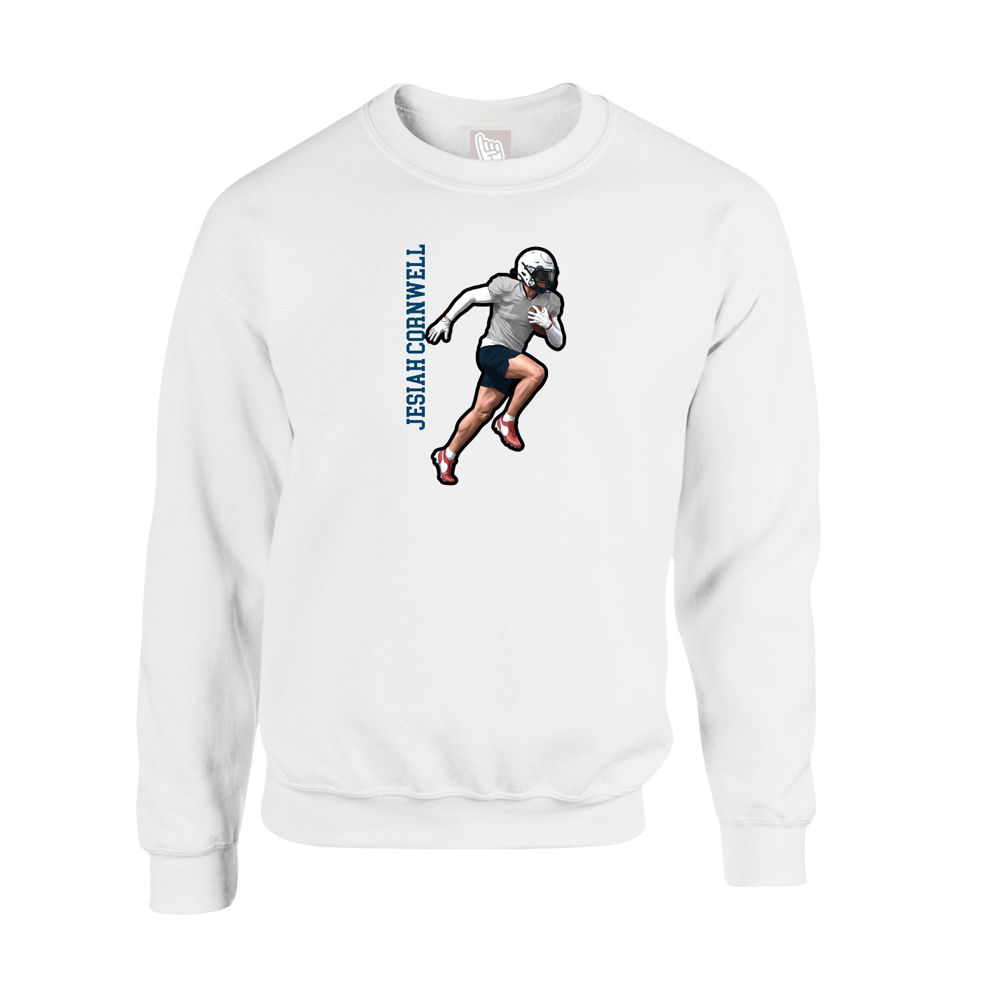 Fleece Crew — Name Vertical in White