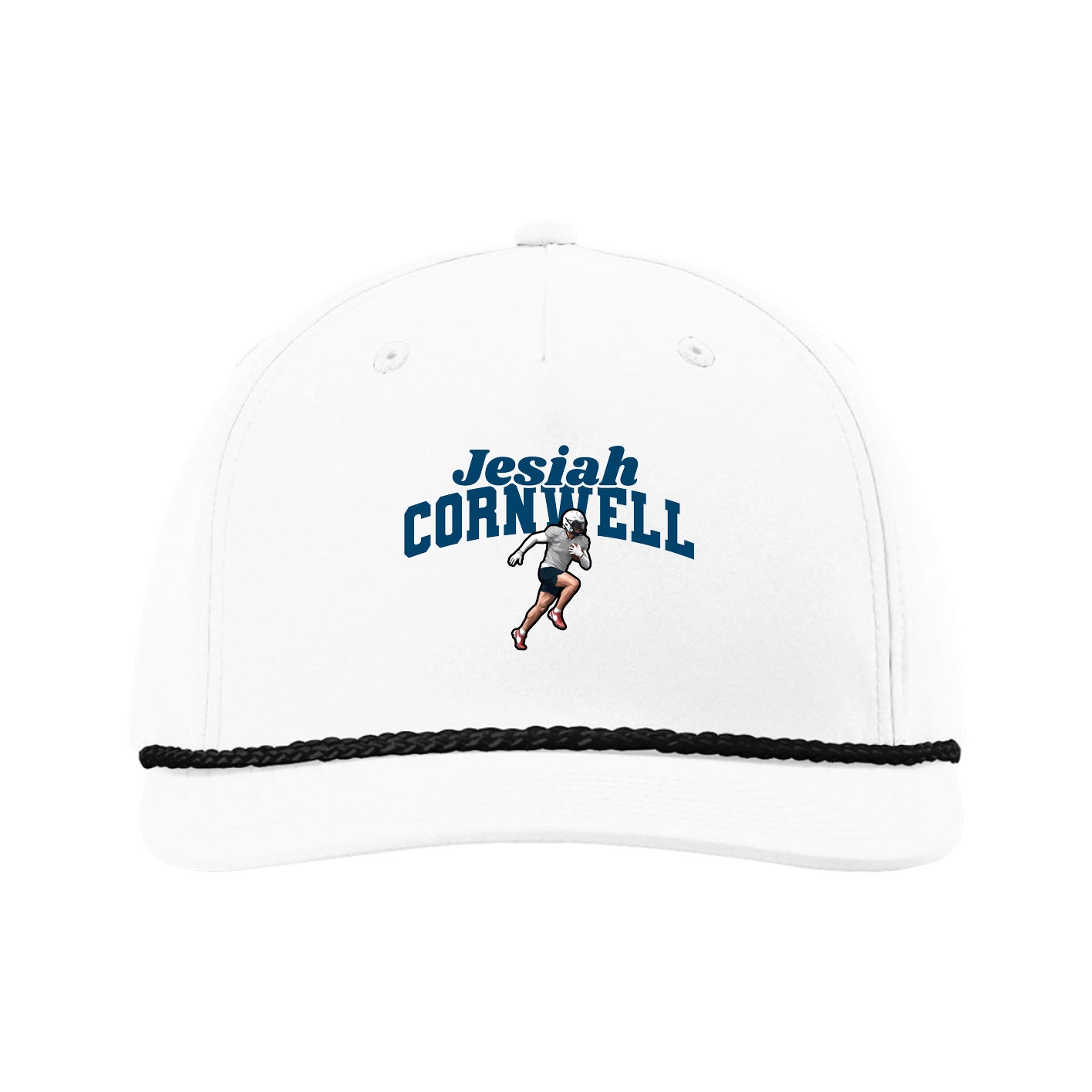 Five-Panel Classic Rope Cap — Signature Arch in White