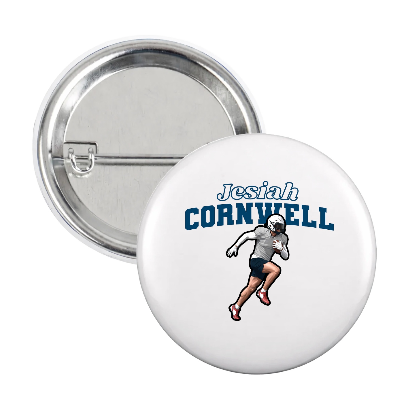 Game Day Button — Name Arch in White