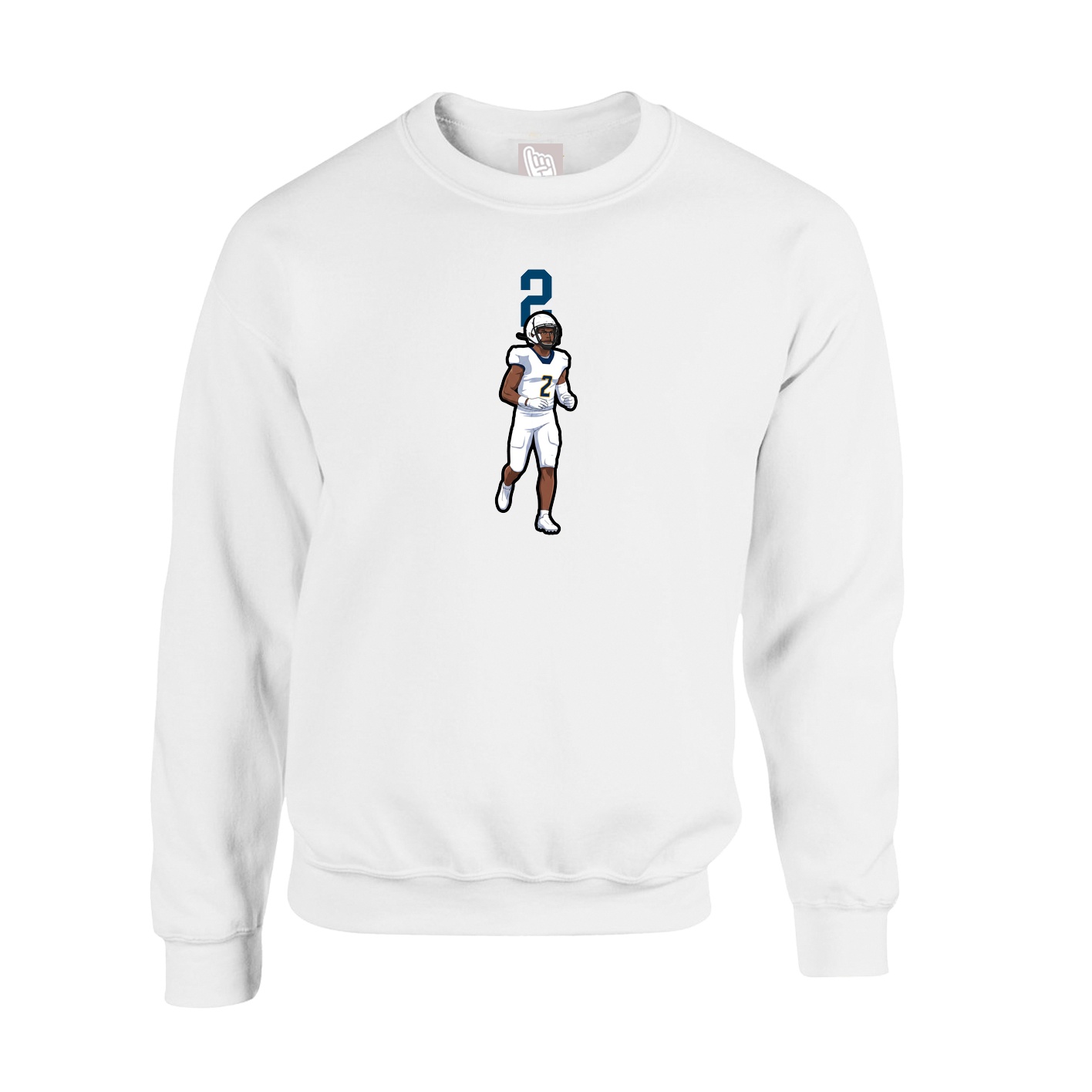 Fleece Crew — Number Top in White