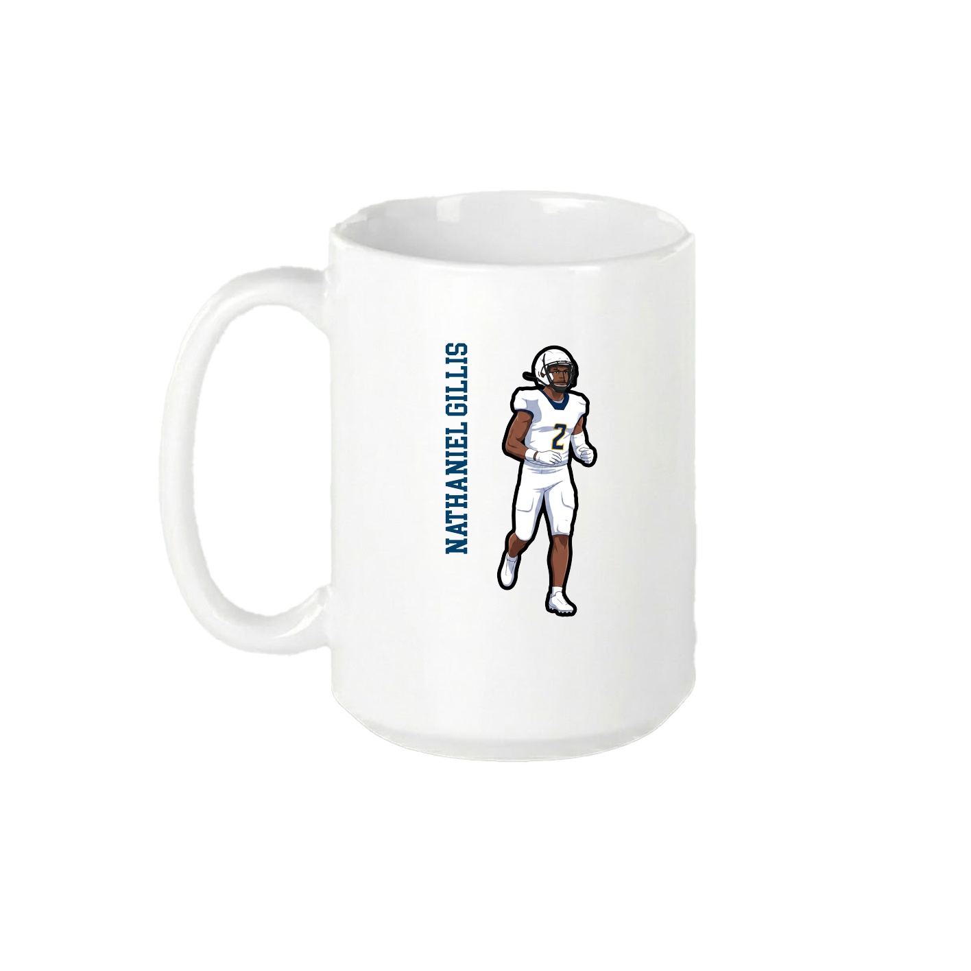 15oz Coffee Mug — Name Vertical in White