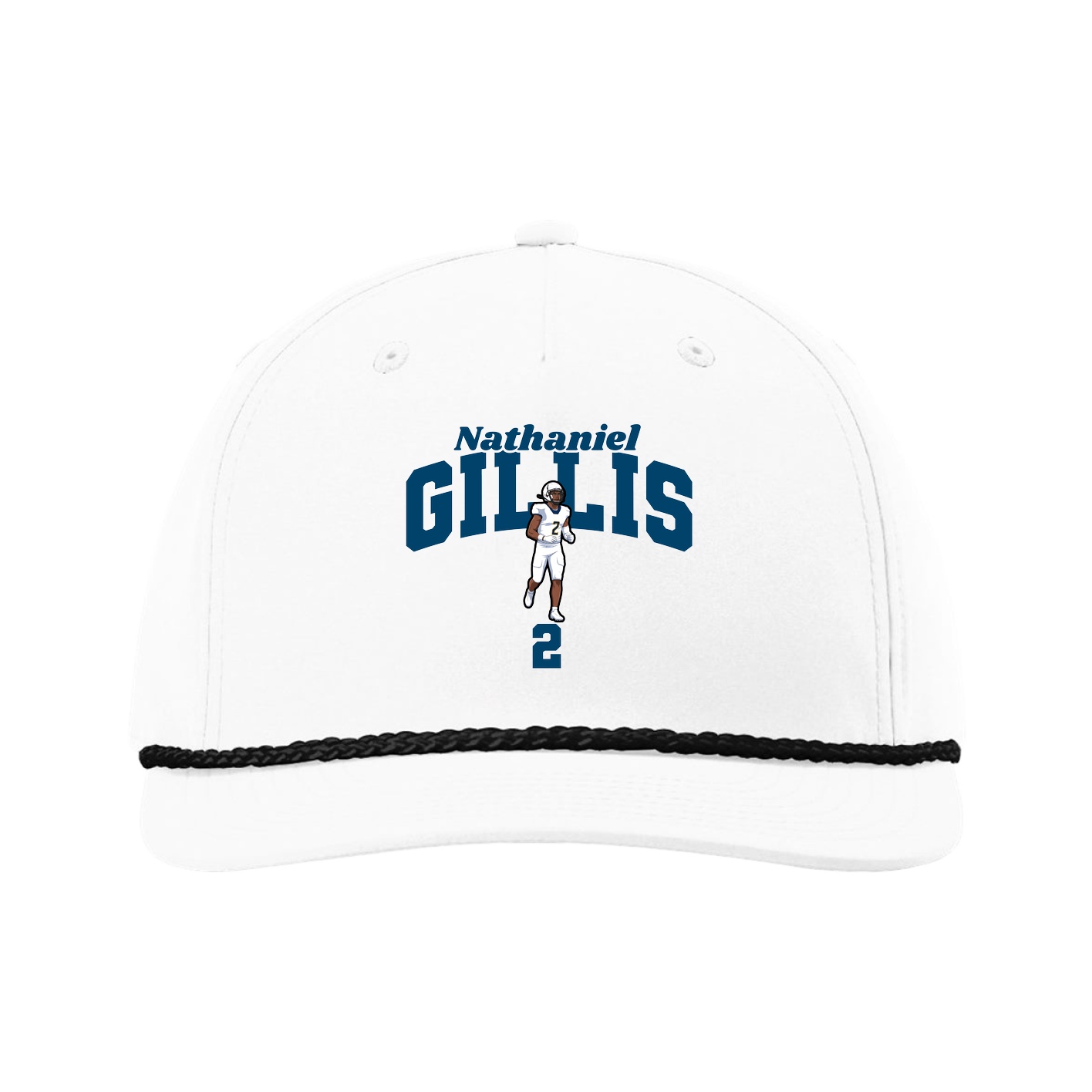 Five-Panel Classic Rope Cap — Signature Arch in White