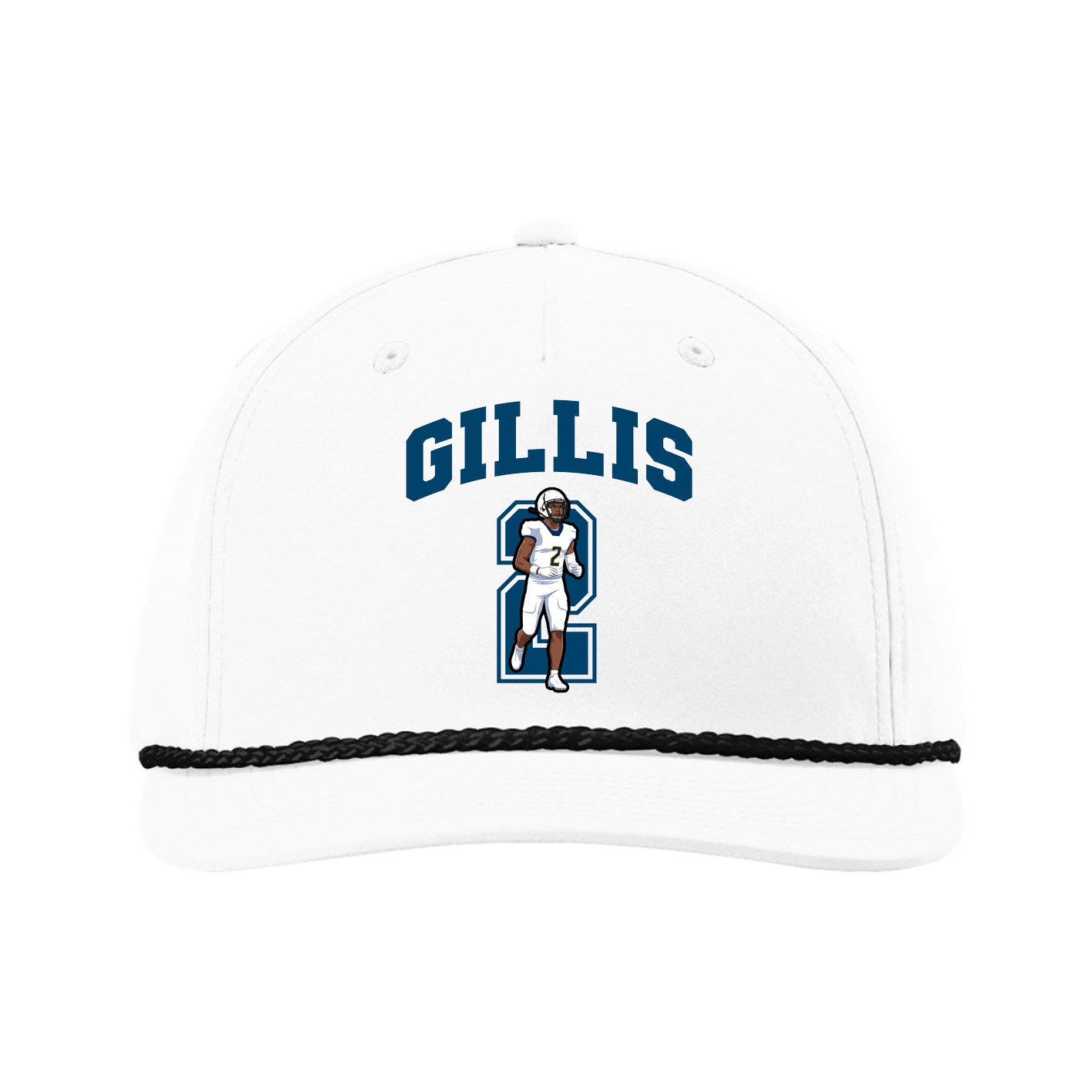 Five-Panel Classic Rope Cap — Number in White