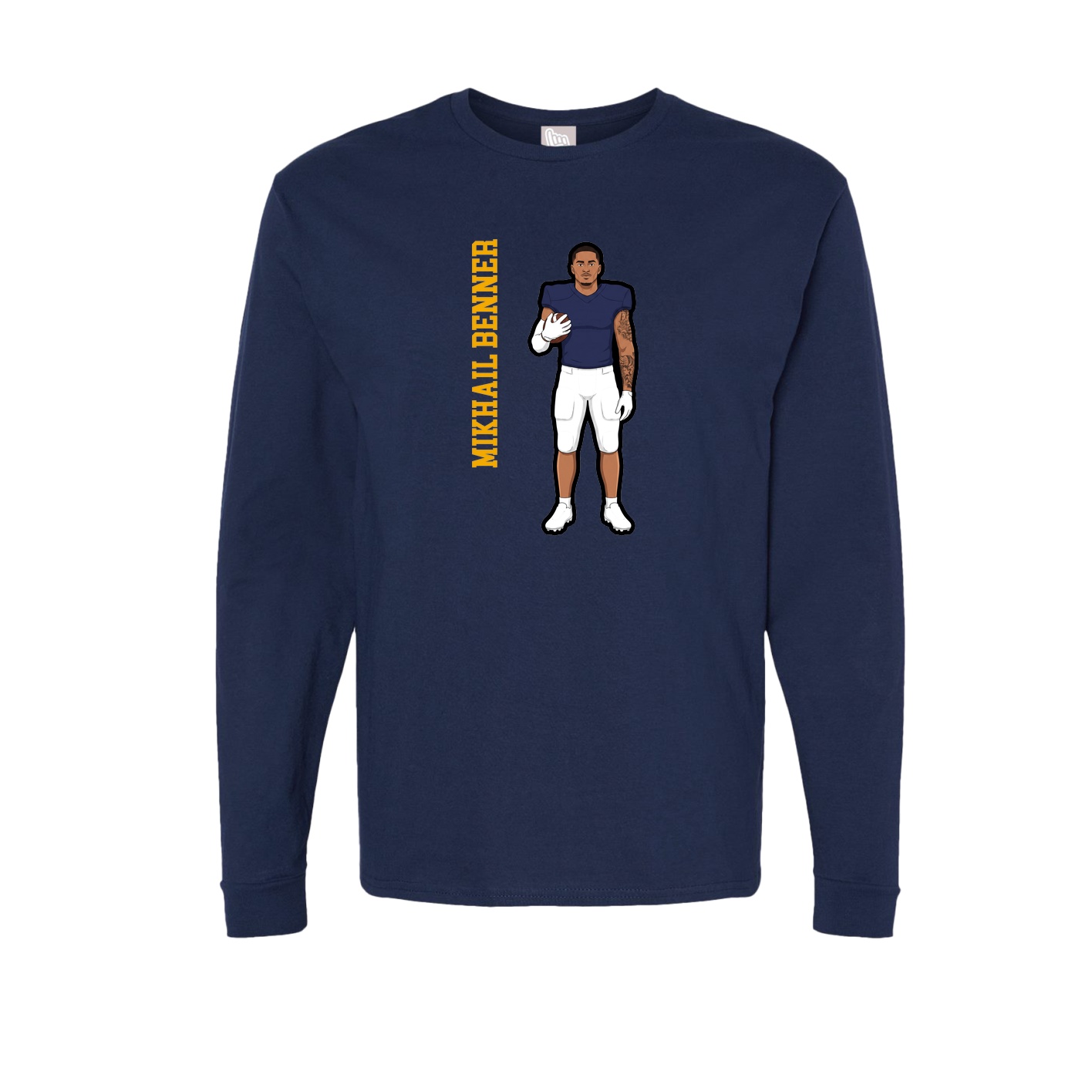 Long Sleeve Tee — Name Vertical in Navy