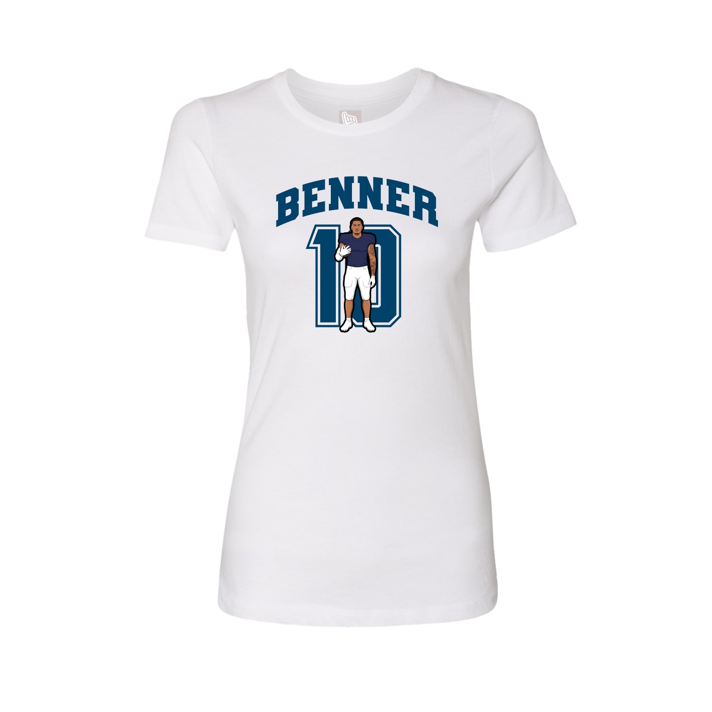 Fitted Women's Tee — Number in White