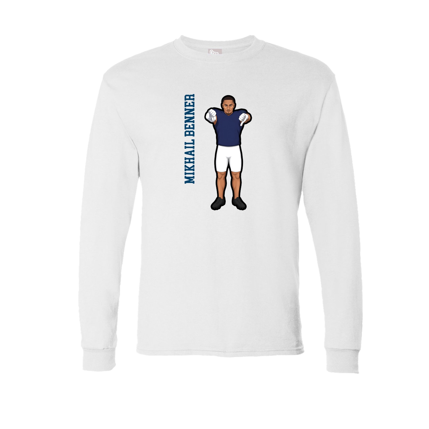Long Sleeve Tee — Name Vertical in White