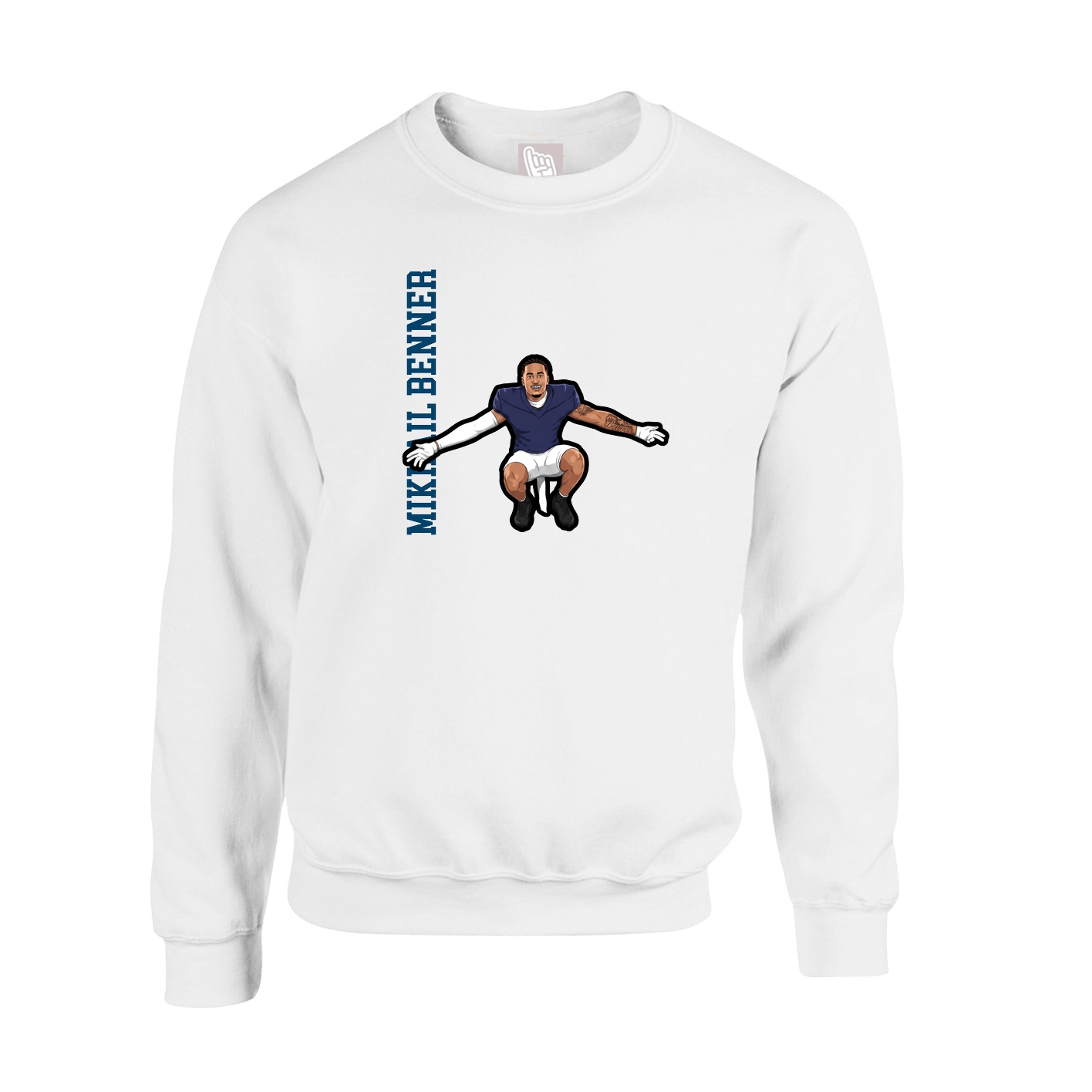 Fleece Crew — Name Vertical in White