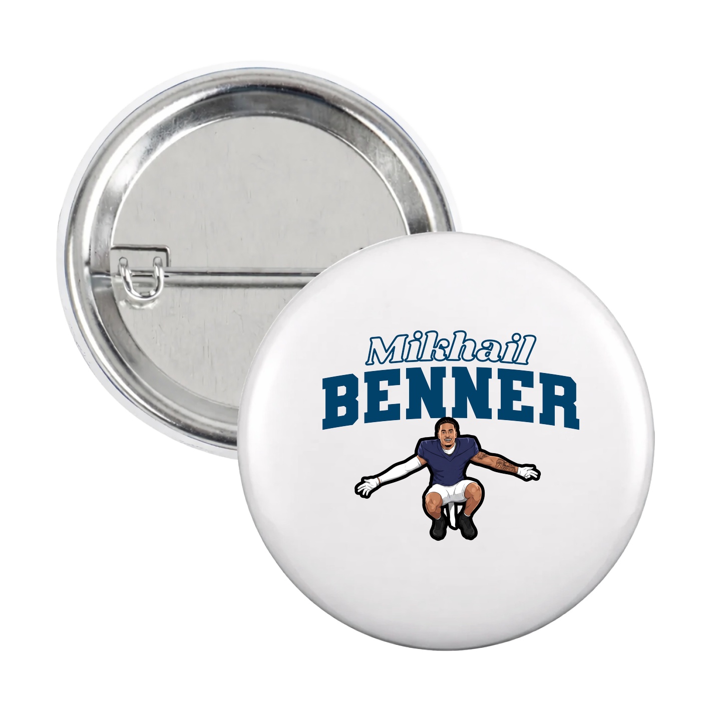 Game Day Button — Name Arch in White