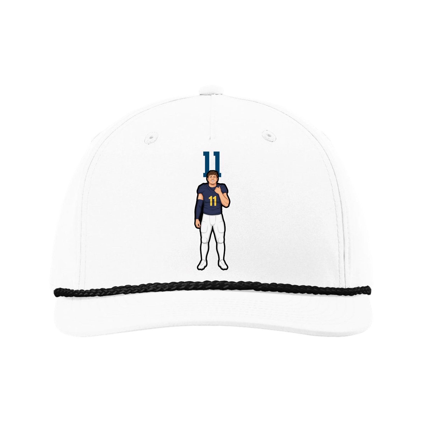 Five-Panel Classic Rope Cap — Number Top in White