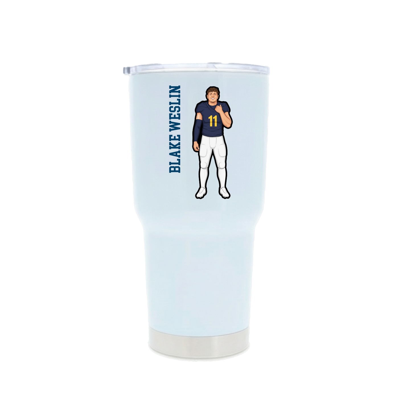 30oz Stainless Steel Tumbler — Name Vertical in White