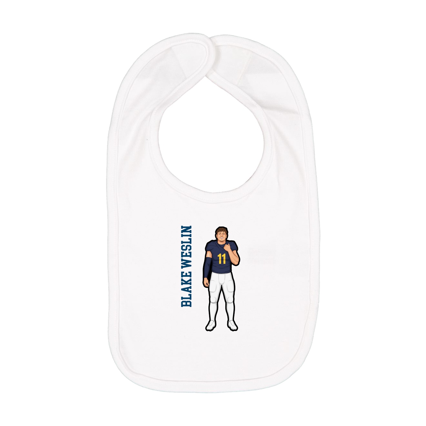 Infant Bib — Name Vertical in White