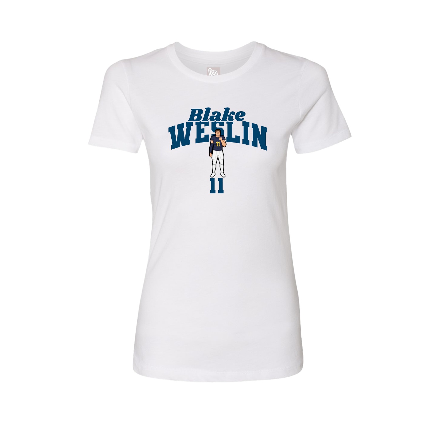 Fitted Women's Tee — Signature Arch in White