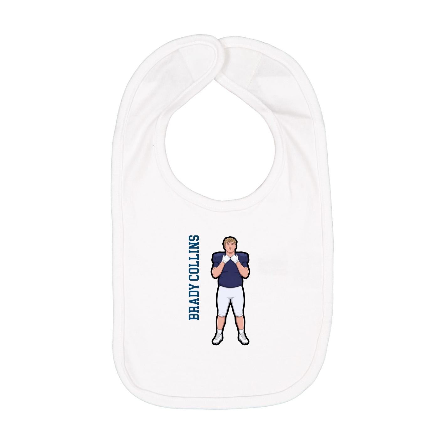 Infant Bib — Name Vertical in White