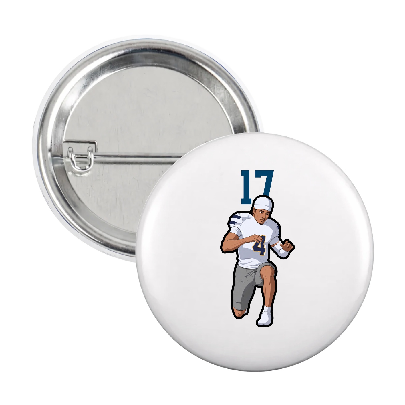 Game Day Button — Number Top in White