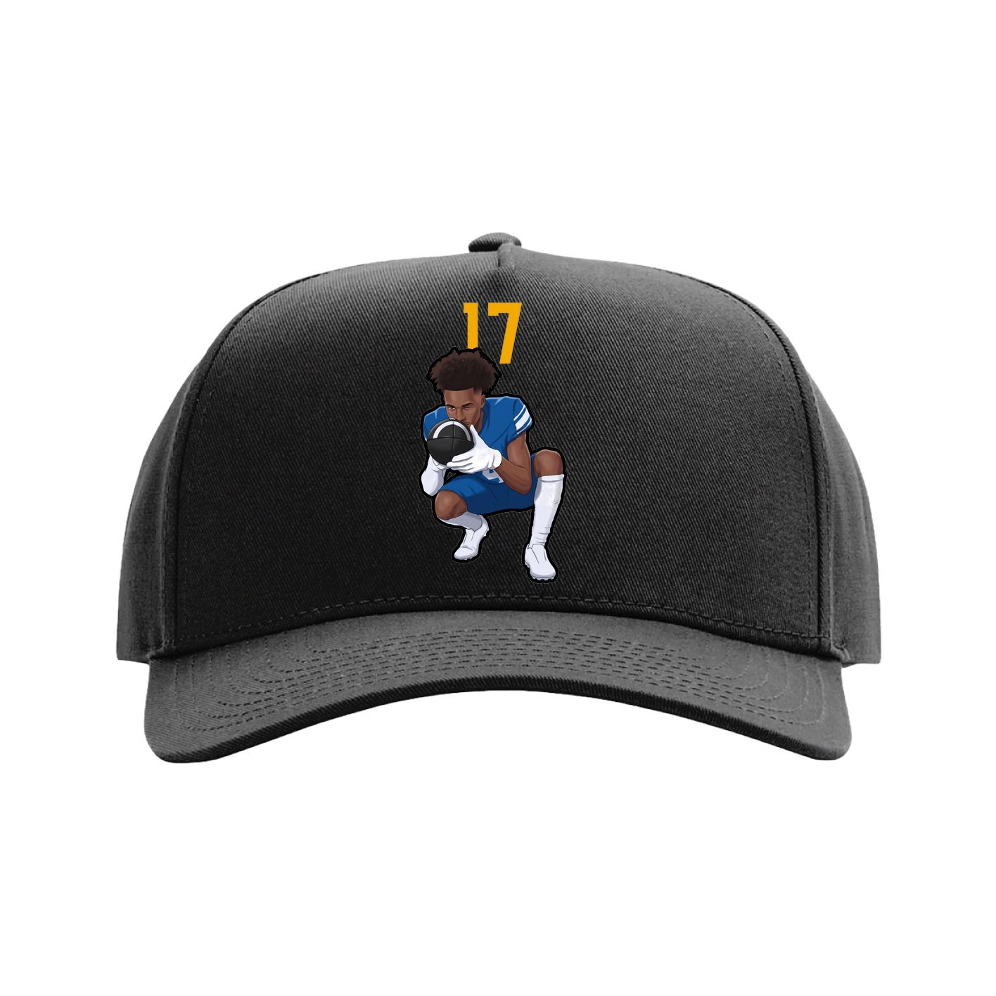Full Fabric Five-Panel Champ Cap — Number Top in Black