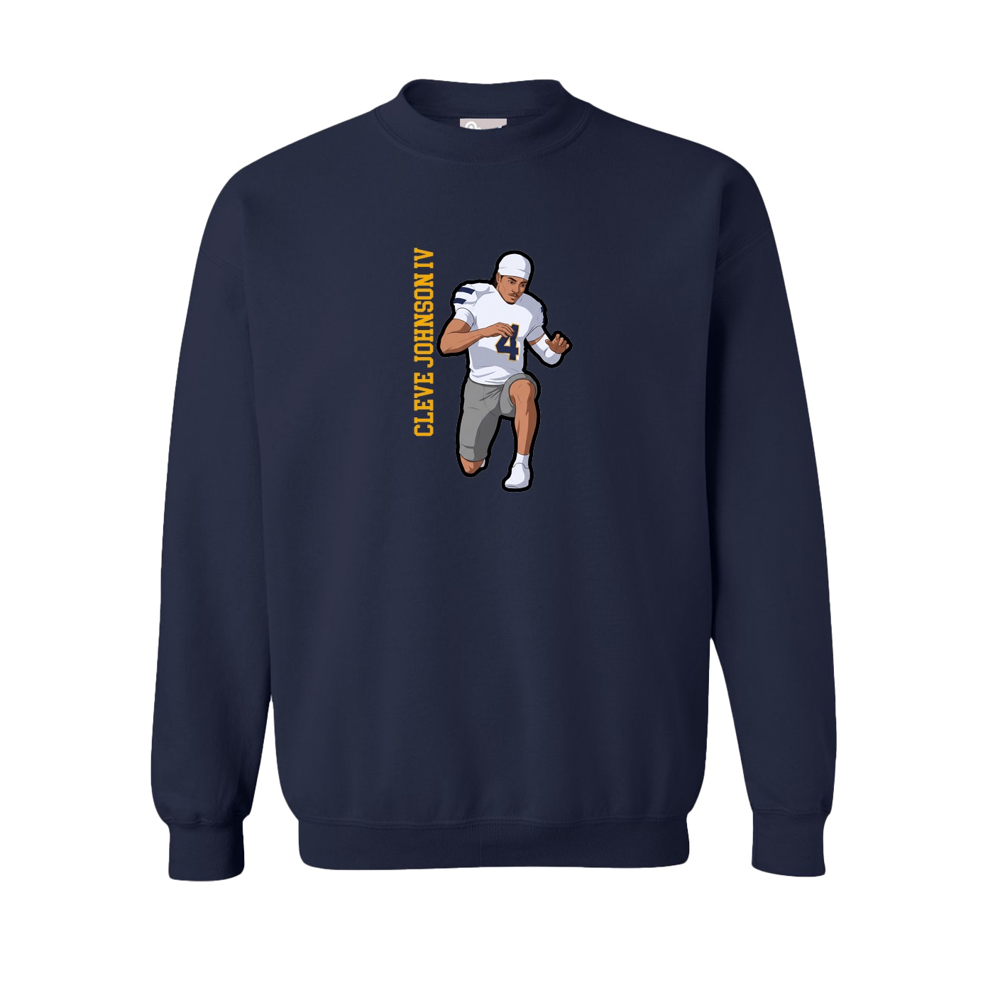 Fleece Crew — Name Vertical in Navy