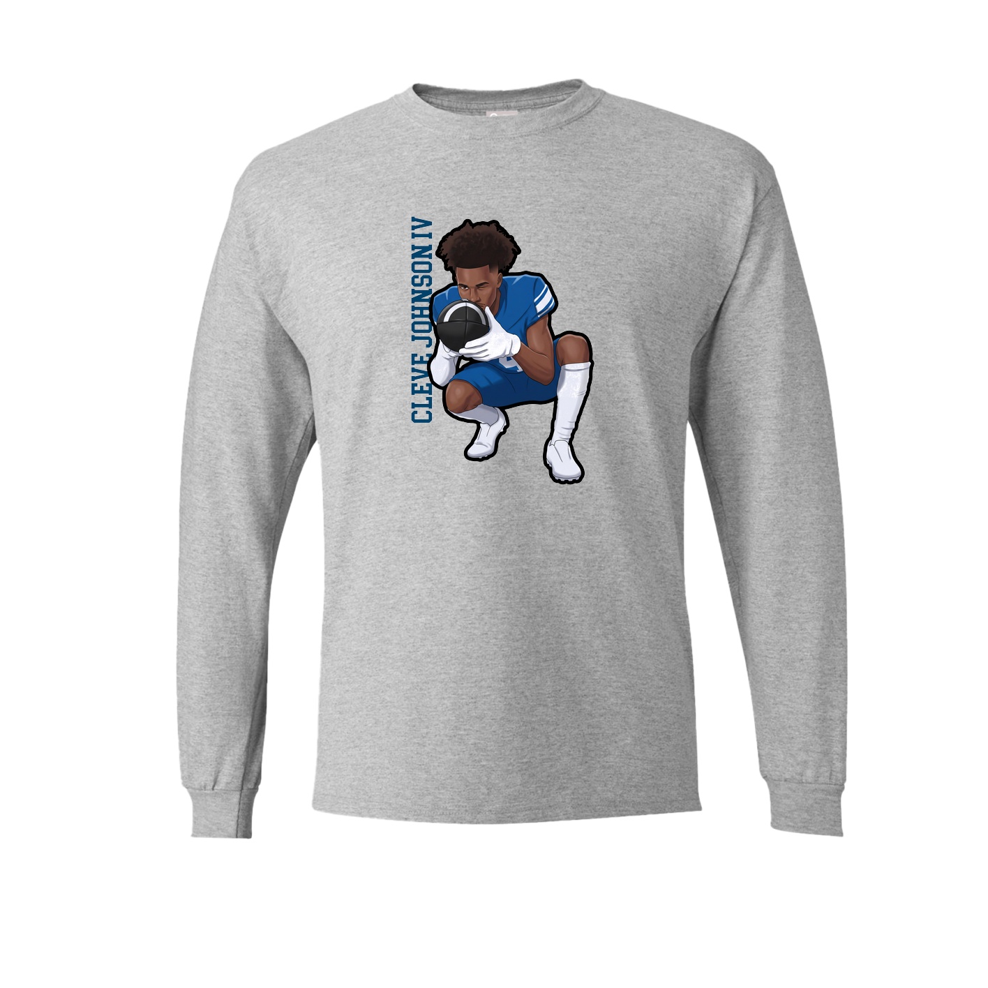 Long Sleeve Tee — Name Vertical in Grey