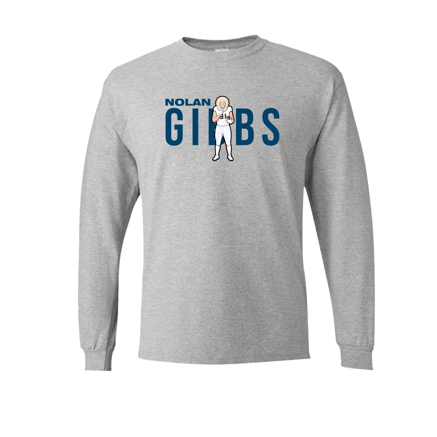 Long Sleeve Tee — Player Name in Grey
