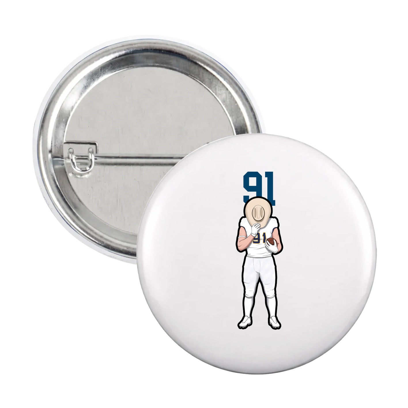 Game Day Button — Number Top in White