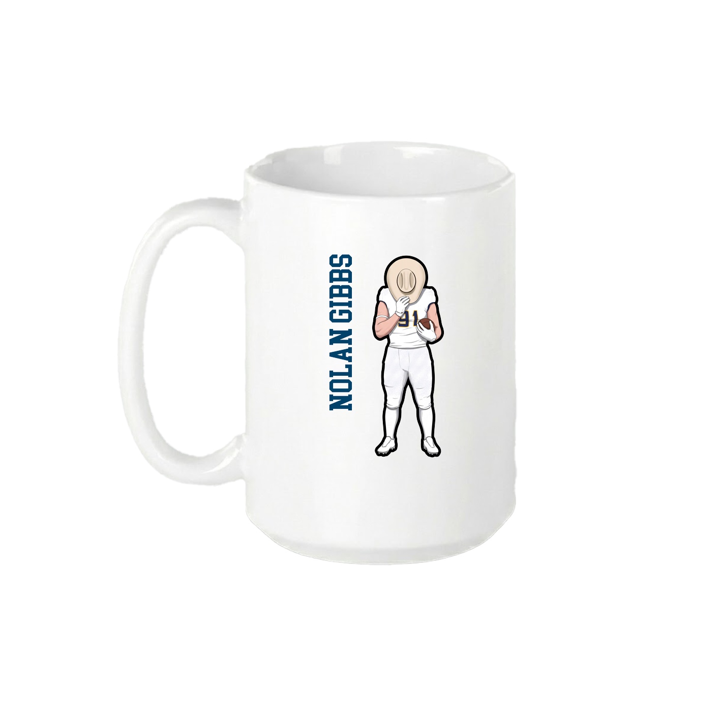 15oz Coffee Mug — Name Vertical in White