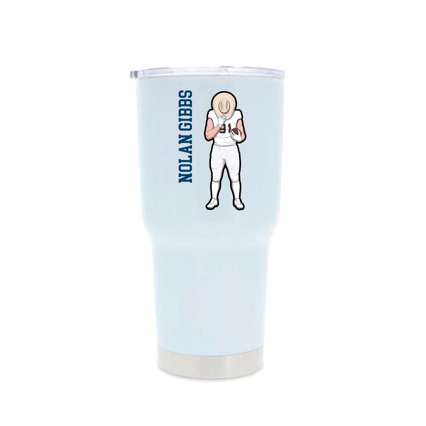 30oz Stainless Steel Tumbler — Name Vertical in White