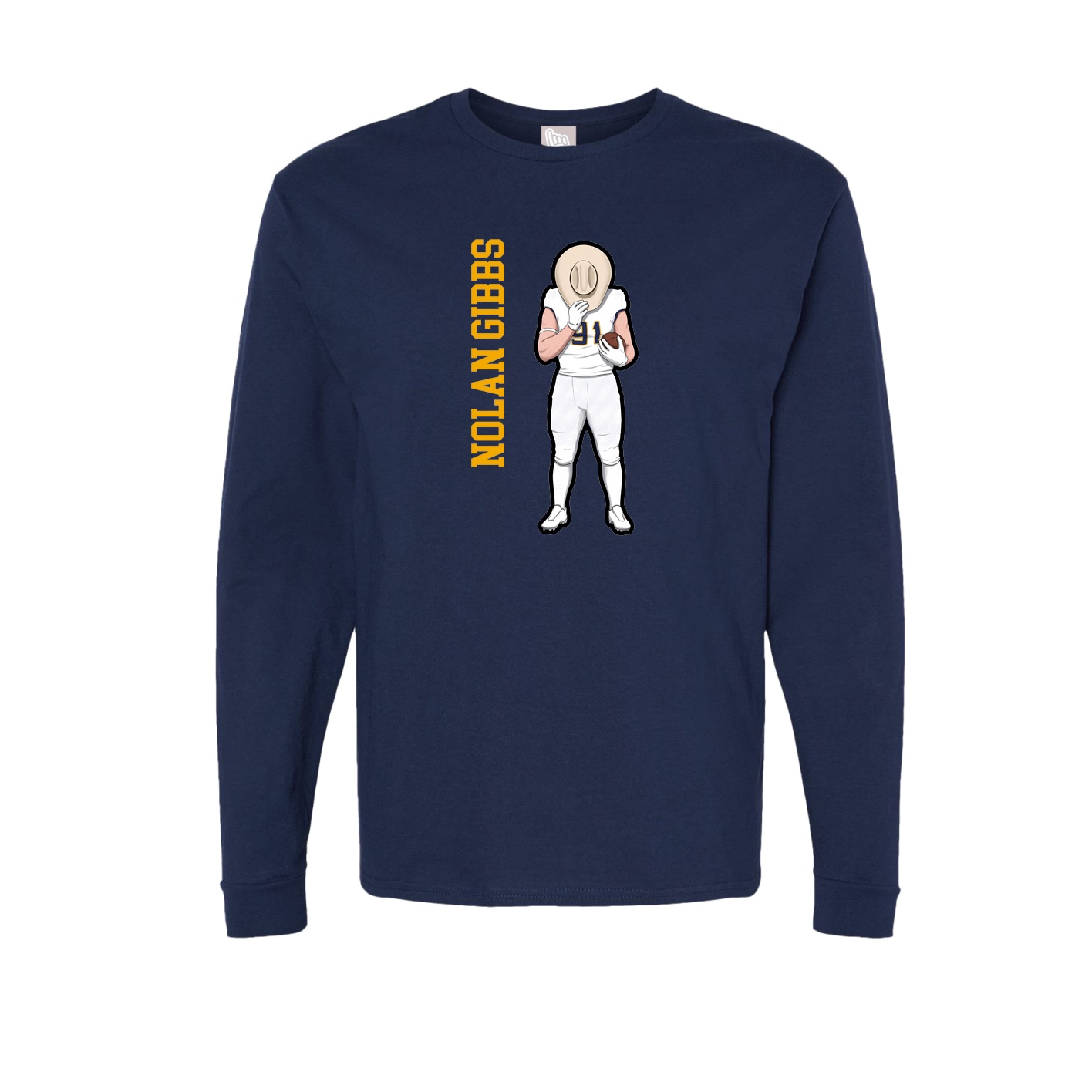 Long Sleeve Tee — Name Vertical in Navy