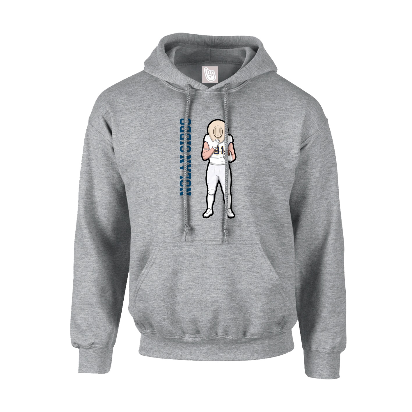 Hoodie — Name Vertical in Grey