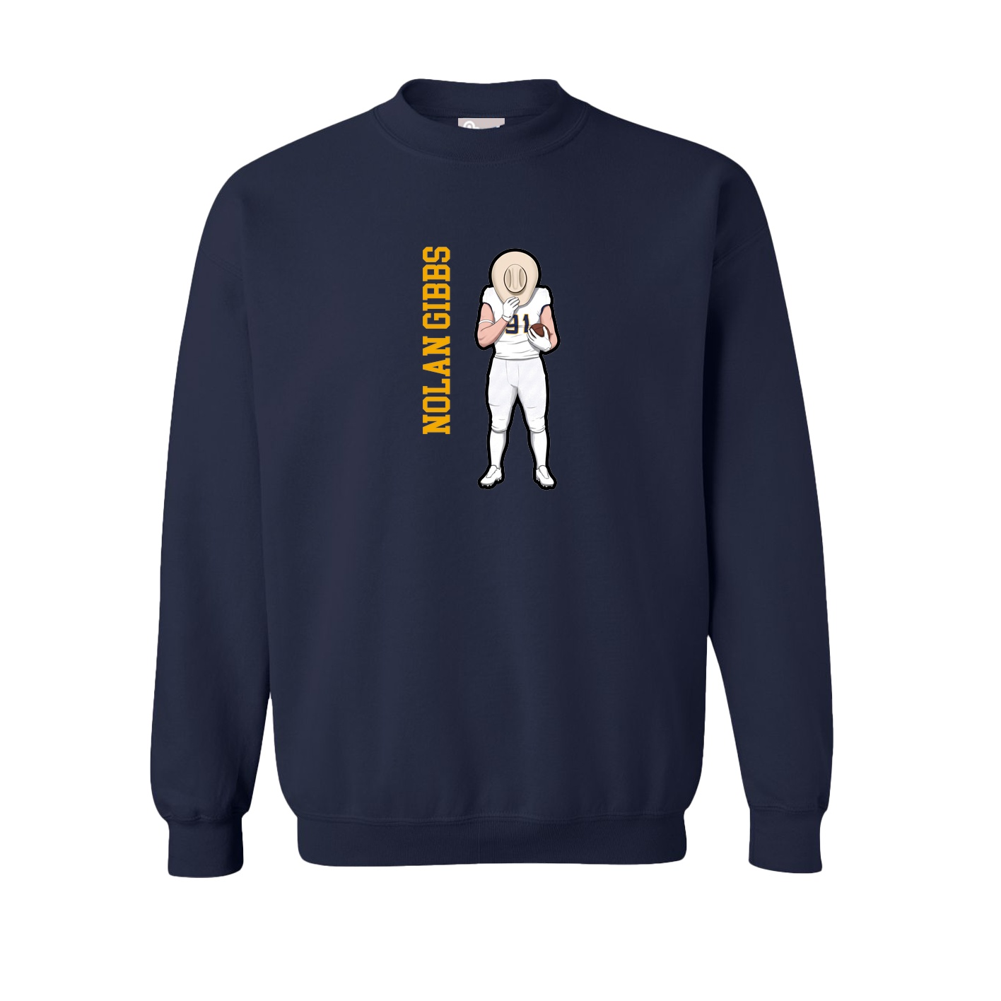 Fleece Crew — Name Vertical in Navy