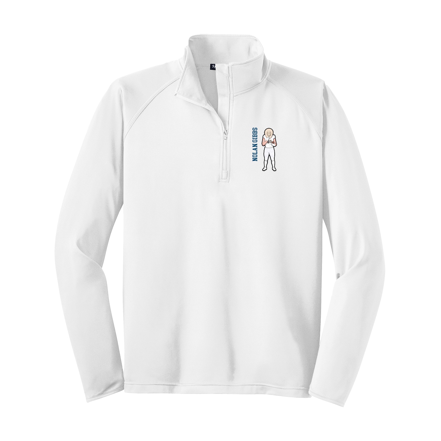 Q-Zip Pullover — Name Vertical in White