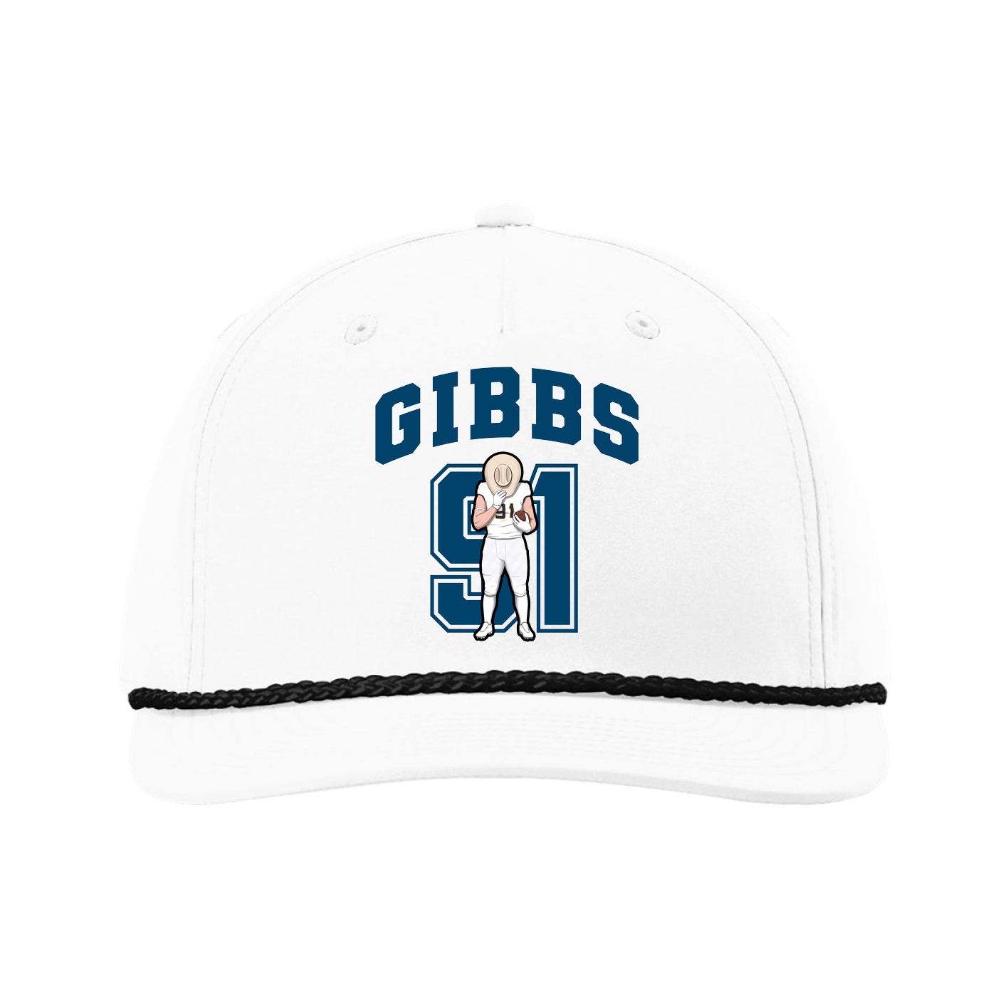 Five-Panel Classic Rope Cap — Number in White