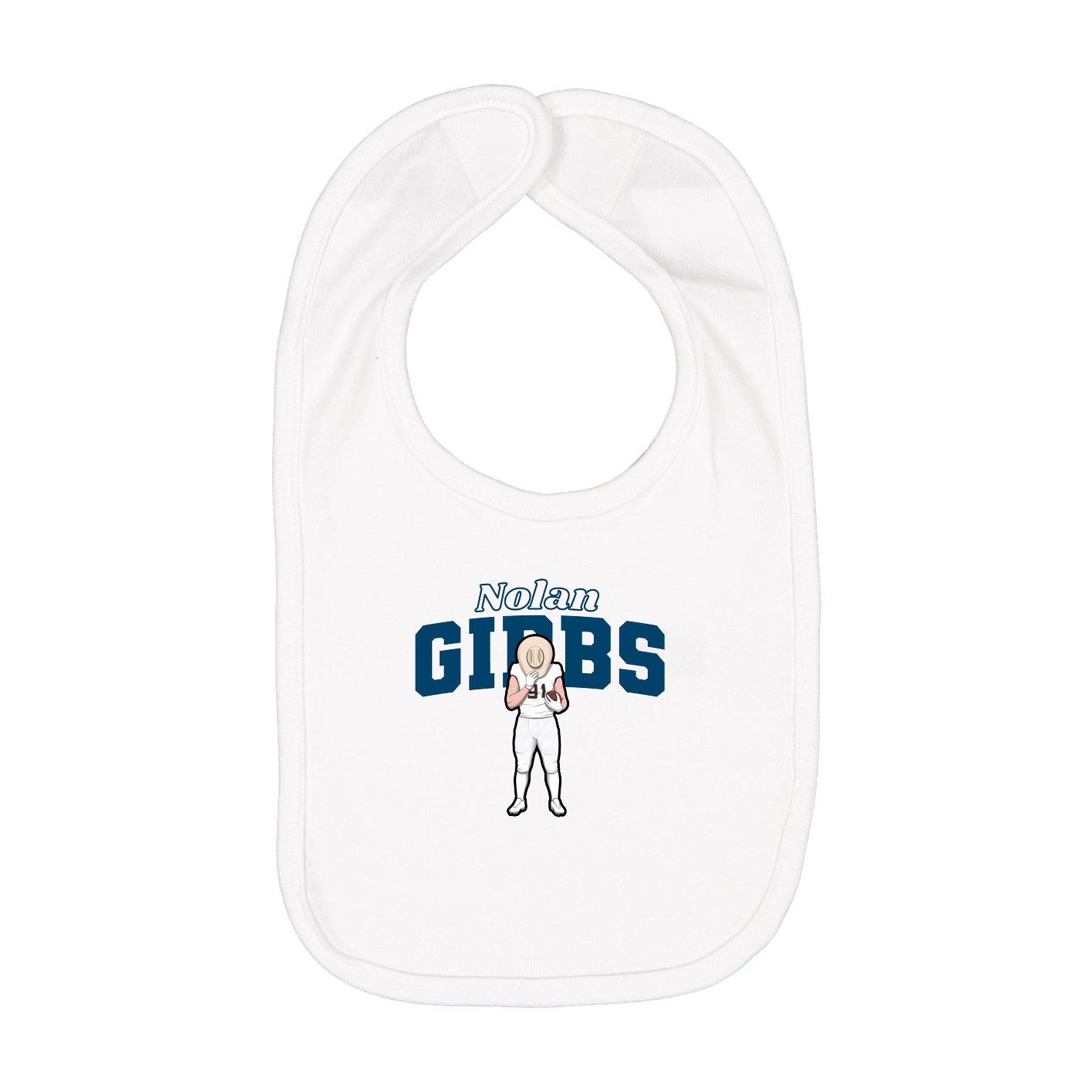Infant Bib — Name Arch in White