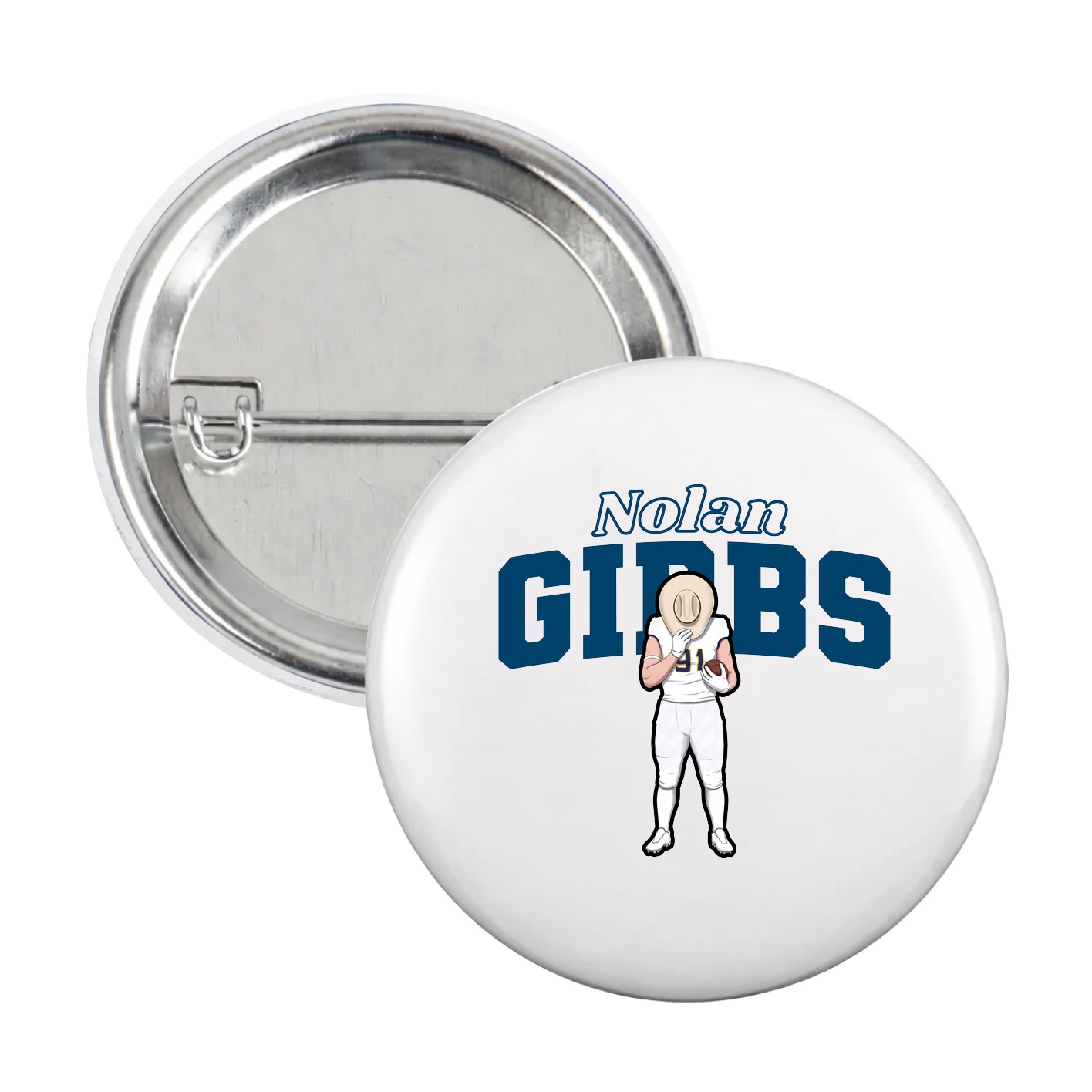 Game Day Button — Name Arch in White