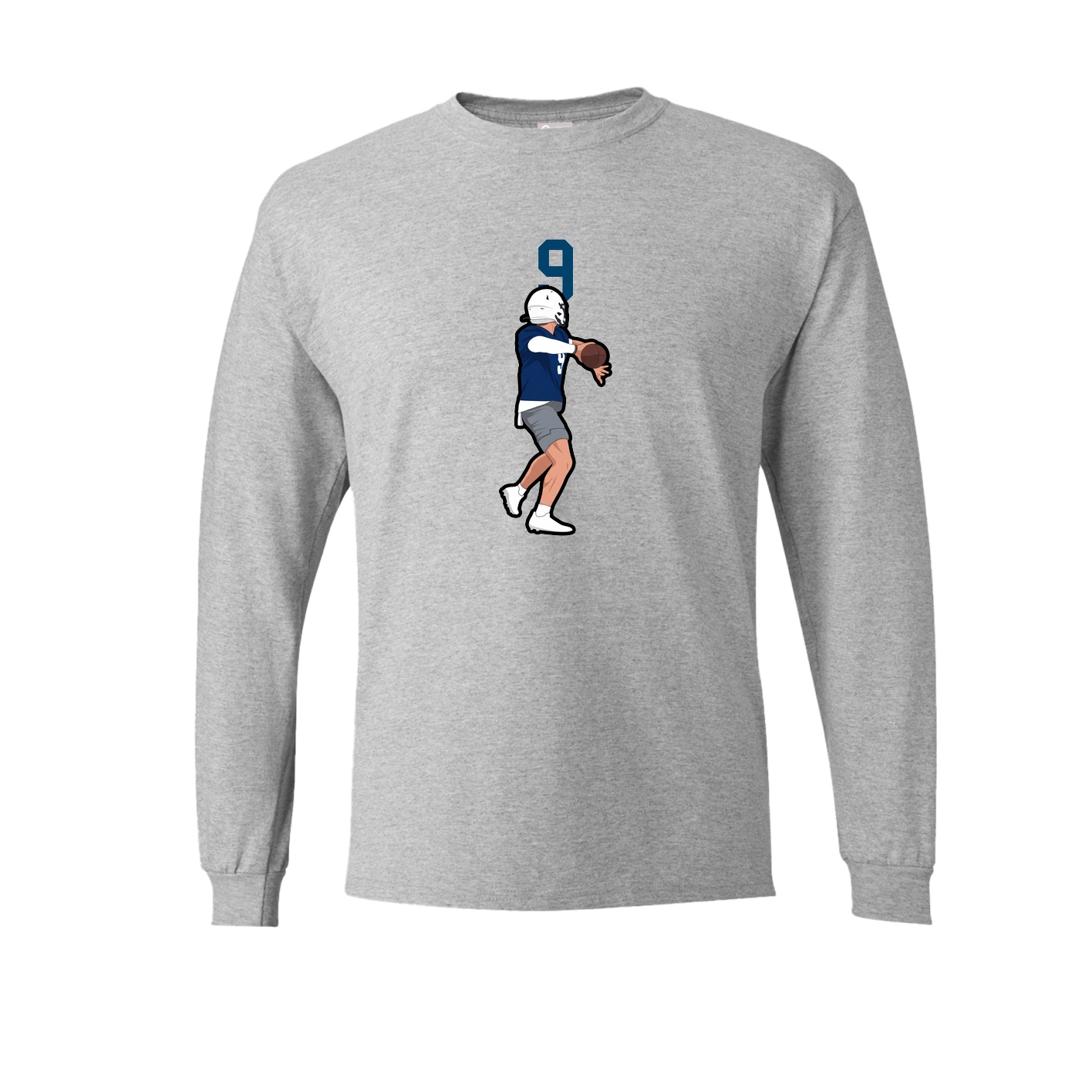 Long Sleeve Tee — Number Top in Grey