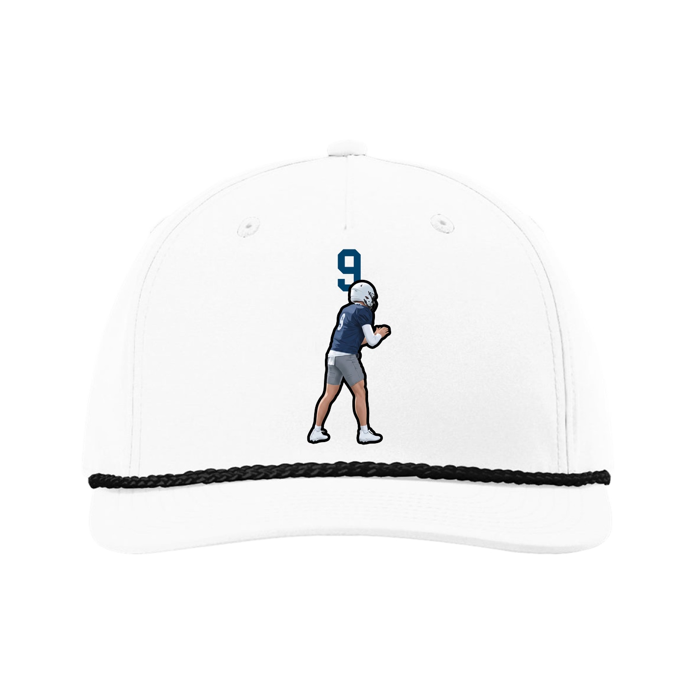 Five-Panel Classic Rope Cap — Number Top in White