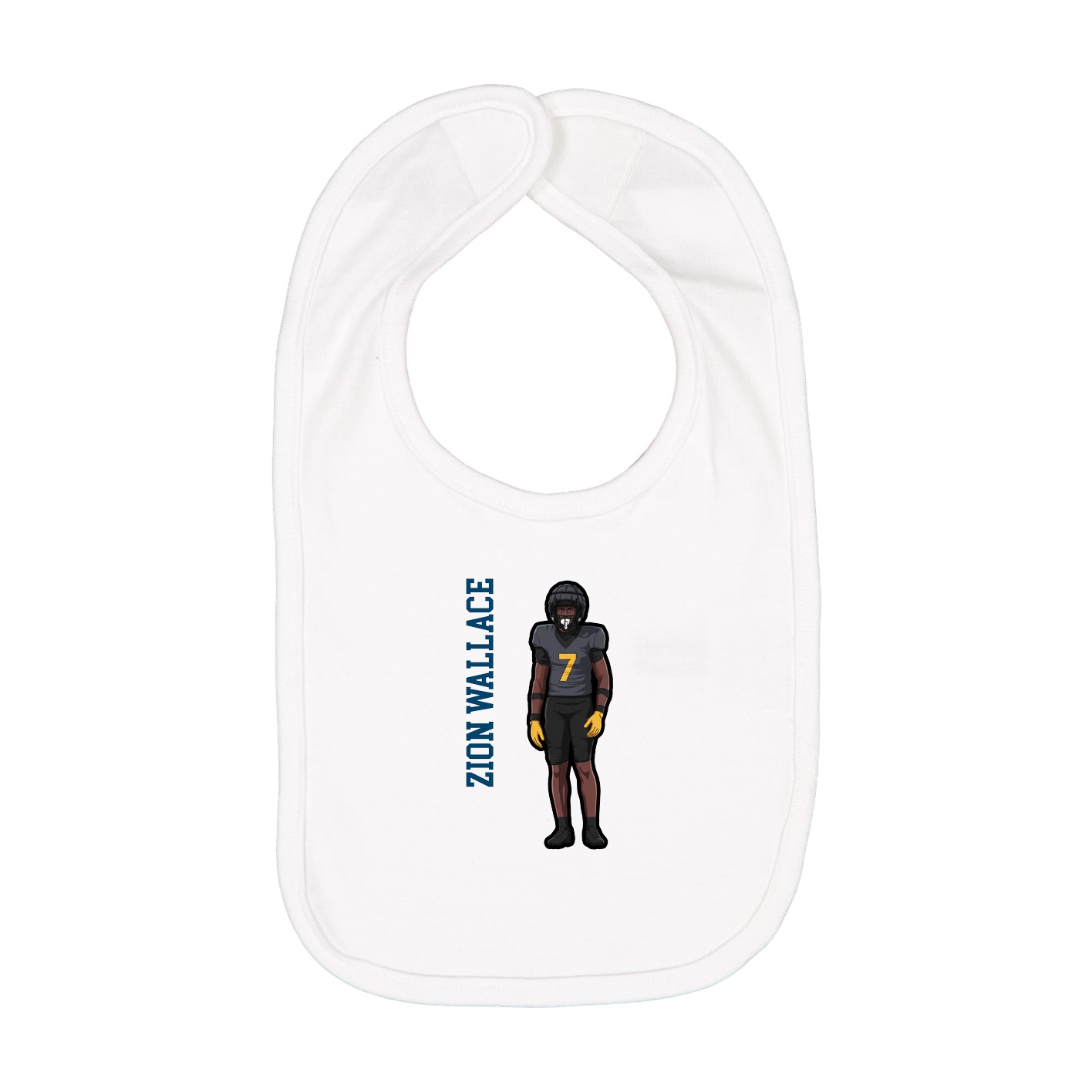 Infant Bib — Name Vertical in White