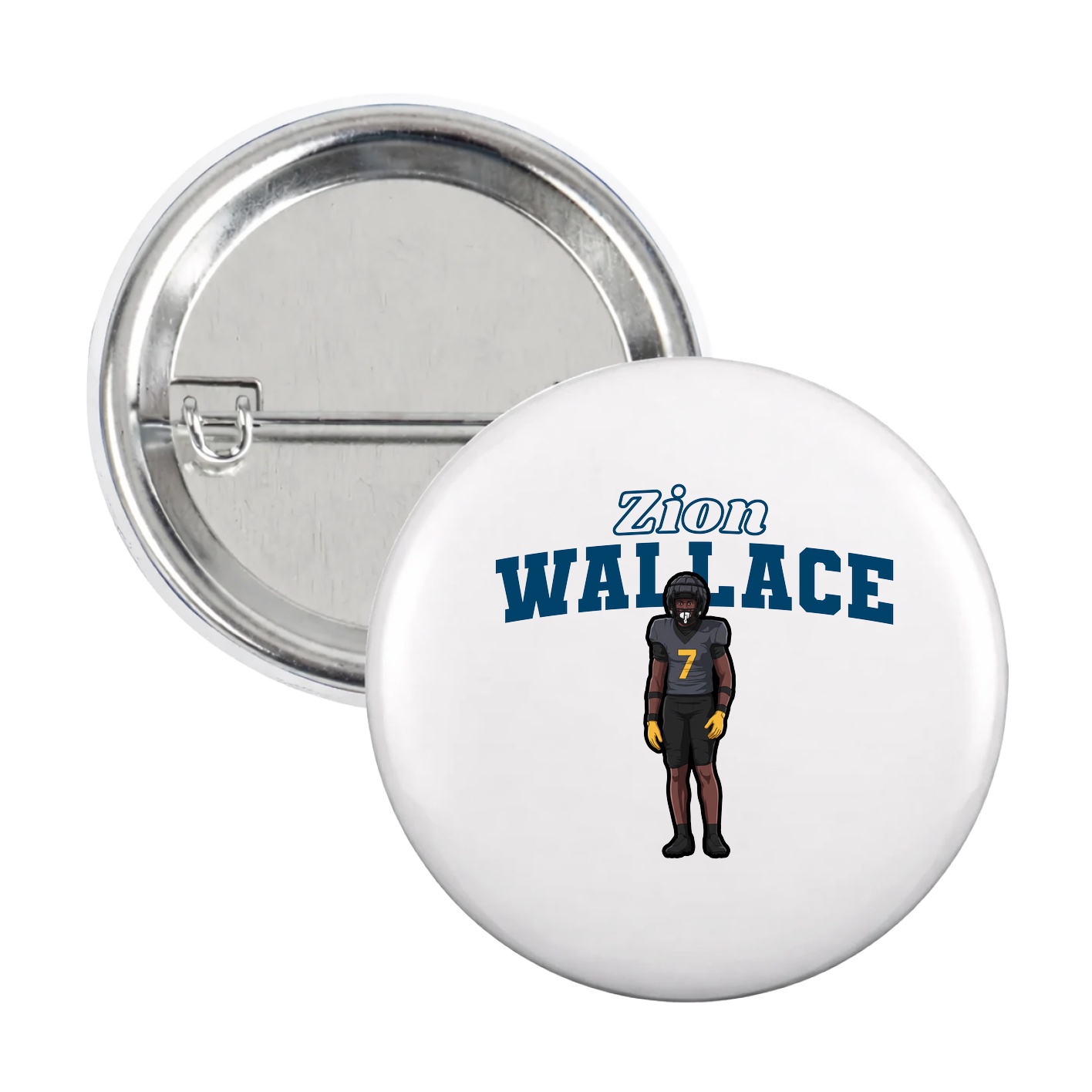 Game Day Button — Name Arch in White
