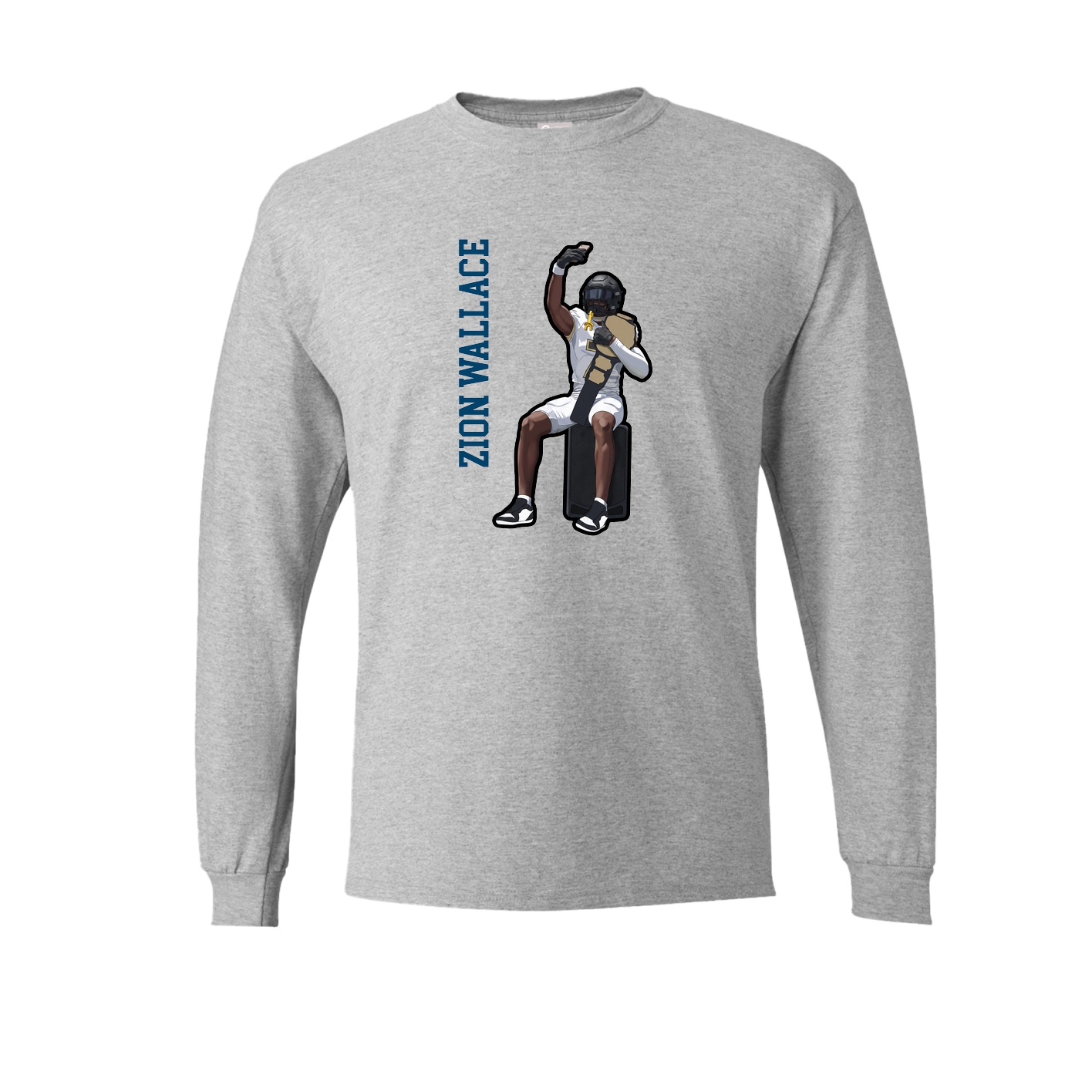 Long Sleeve Tee — Name Vertical in Grey