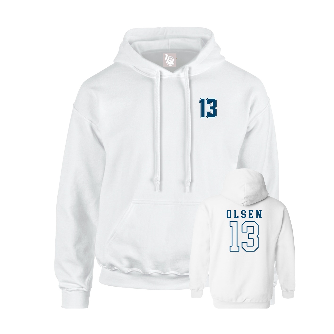 Youth Hoodie — Chest Back in White