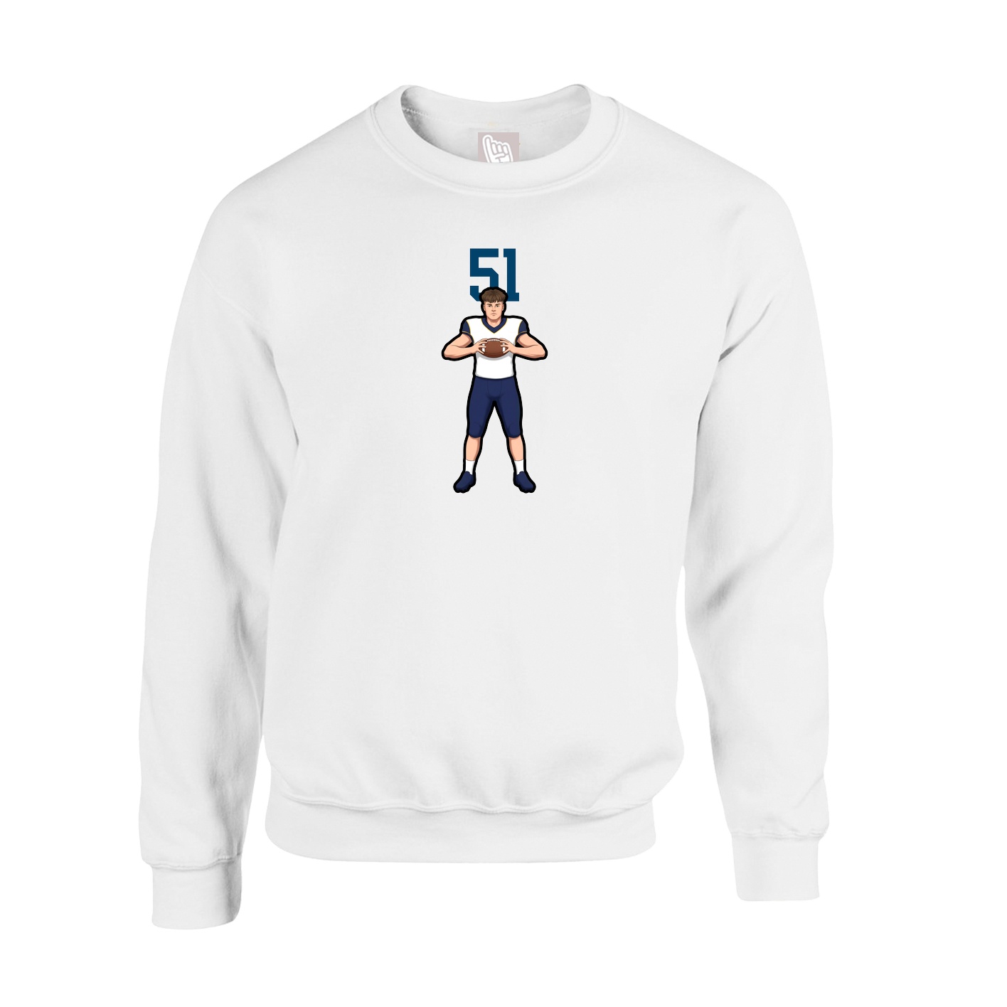 Fleece Crew — Number Top in White
