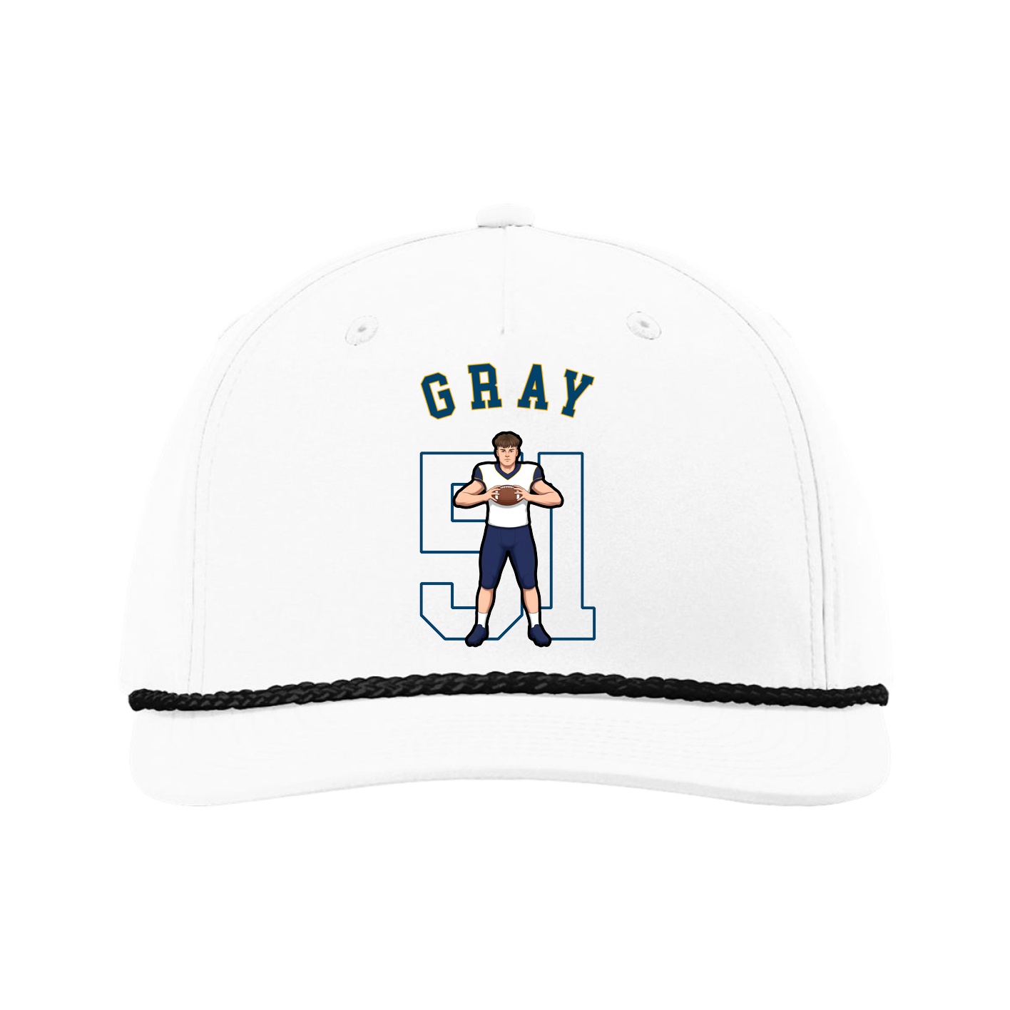 Five-Panel Classic Rope Cap — Shirsey Arch in White