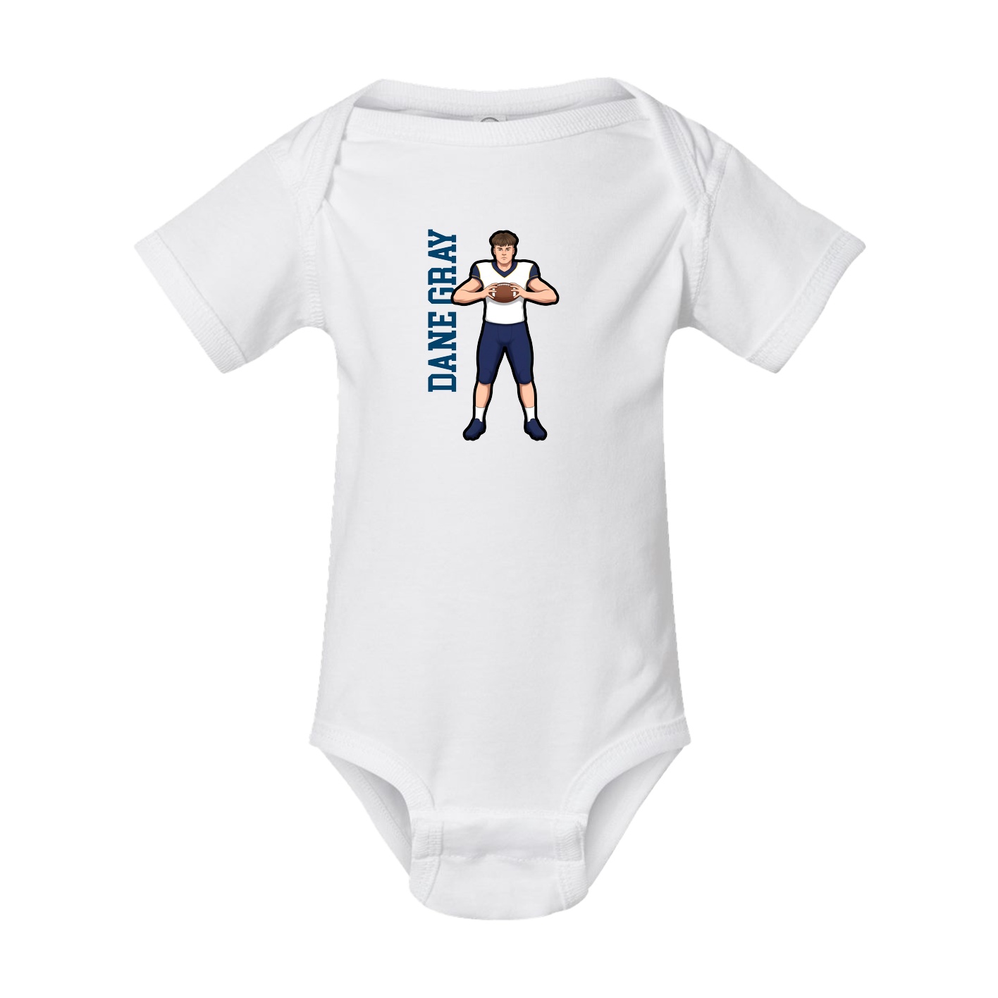 Baby Onesie — Name Vertical in White