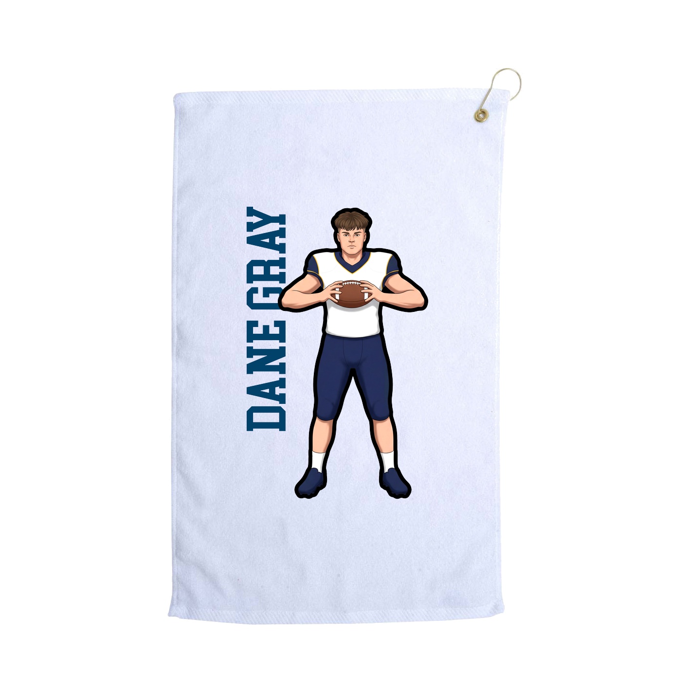 Golf Towel — Name Vertical in White