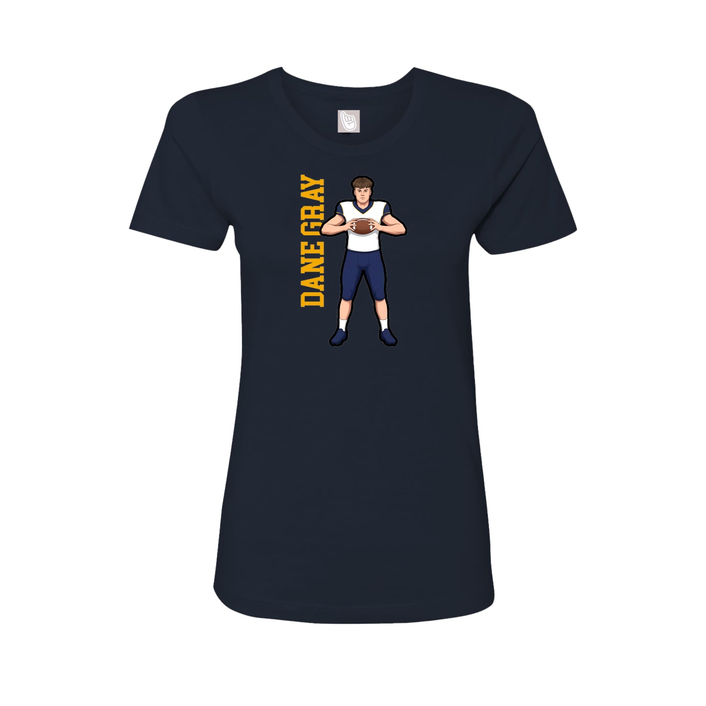 Fitted Women's Tee — Name Vertical in Navy