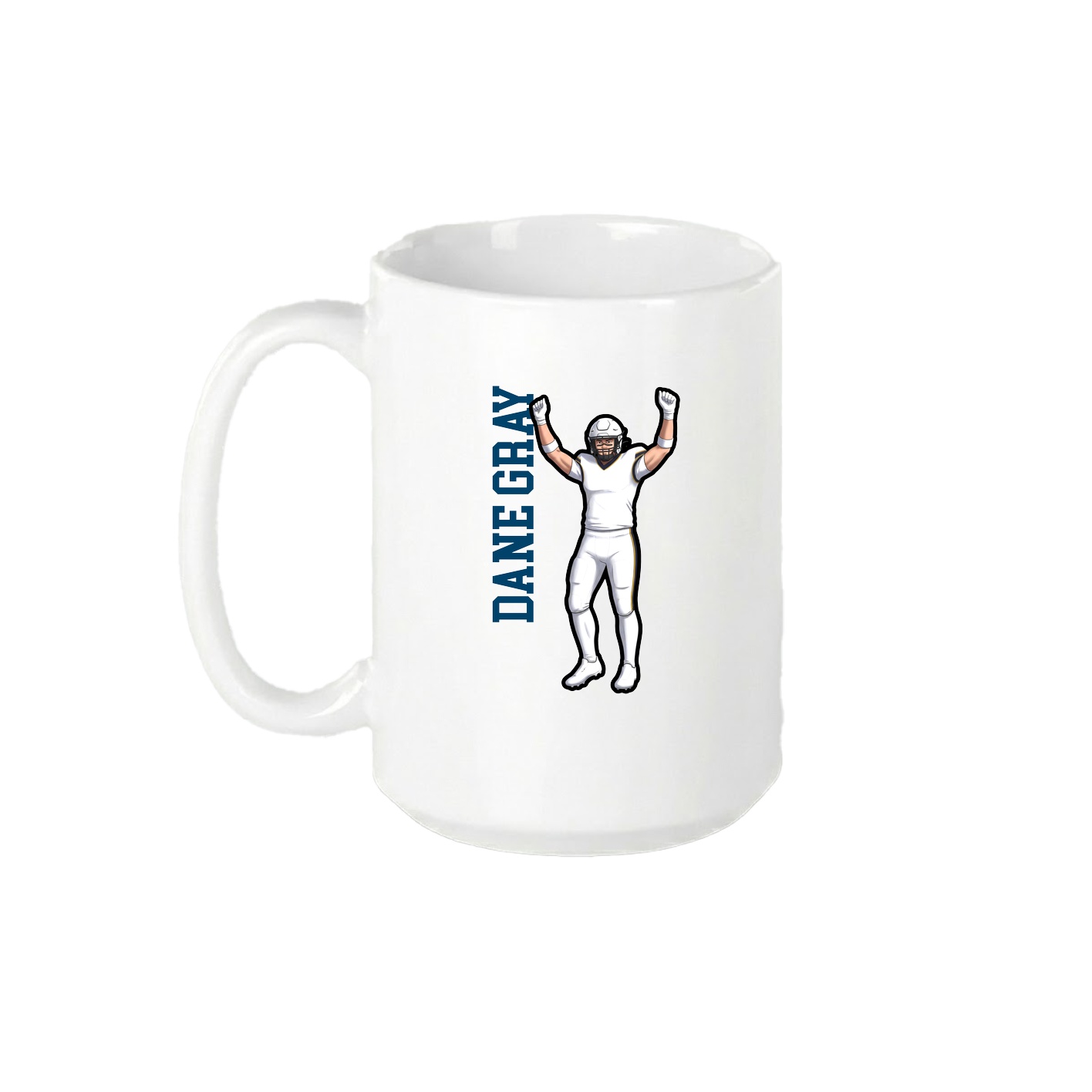15oz Coffee Mug — Name Vertical in White