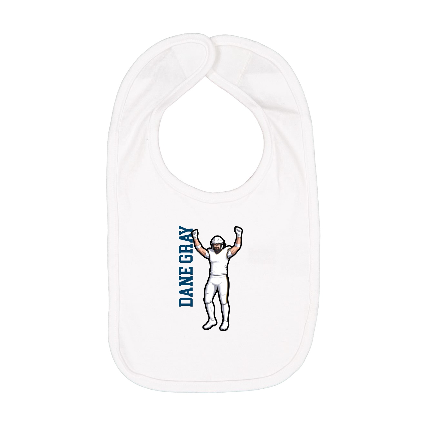 Infant Bib — Name Vertical in White