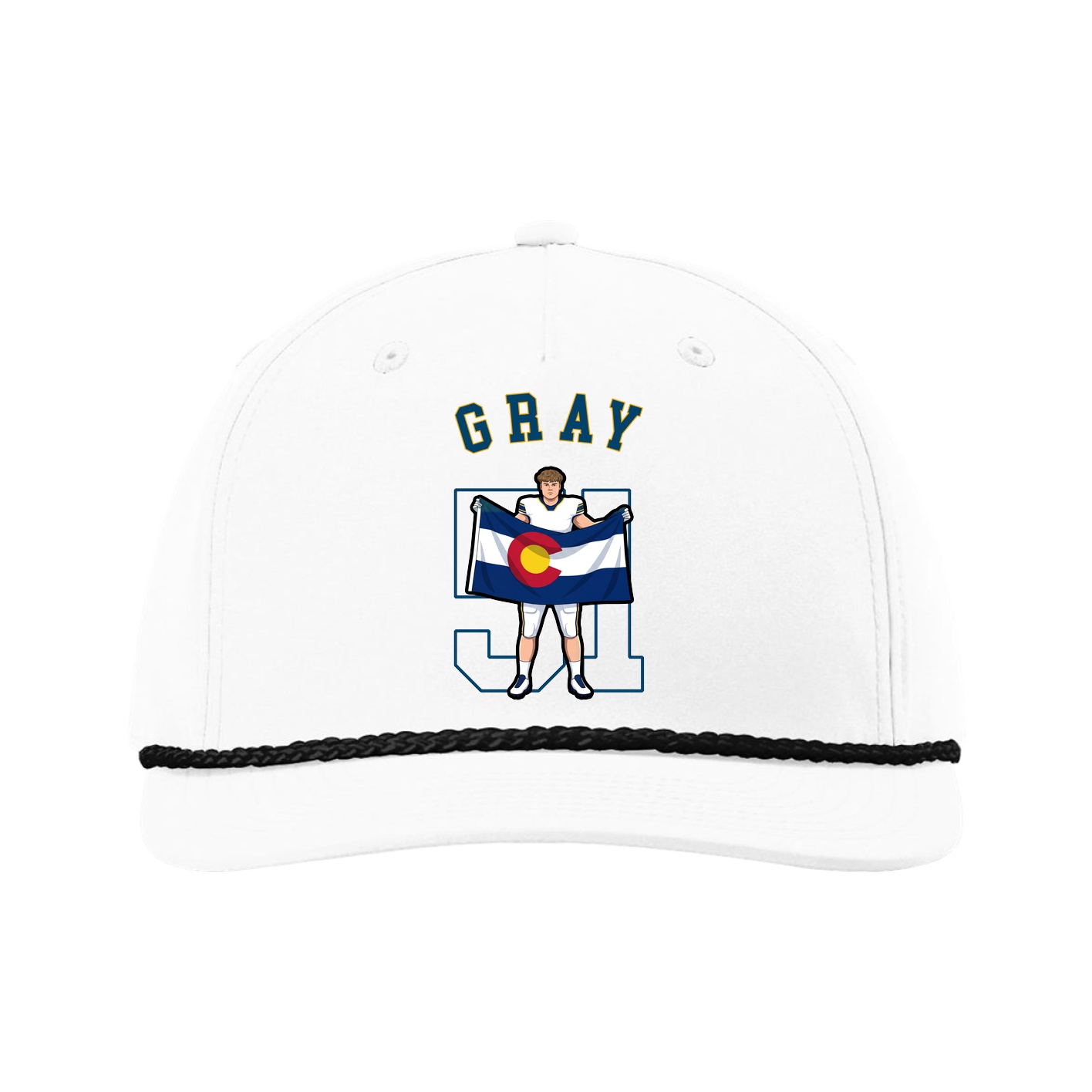 Five-Panel Classic Rope Cap — Shirsey Arch in White