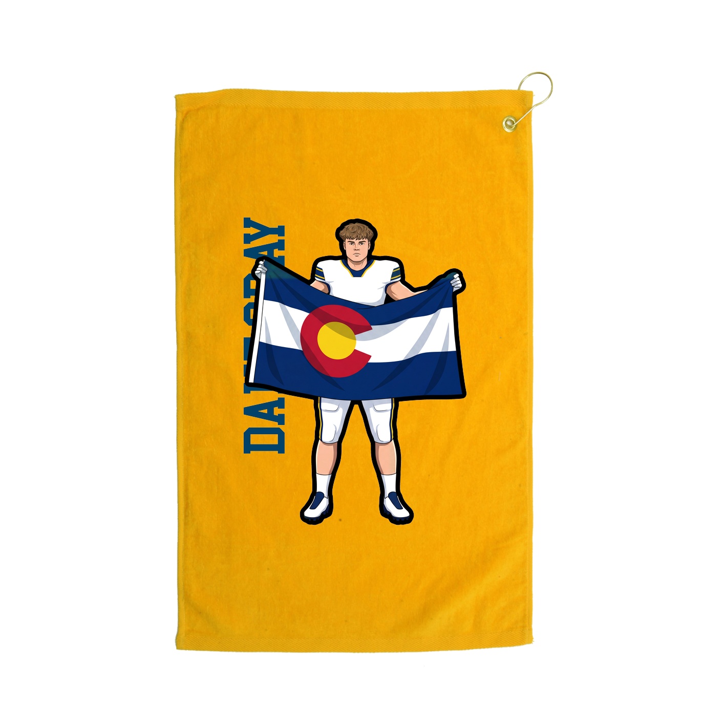 Golf Towel — Name Vertical in Gold