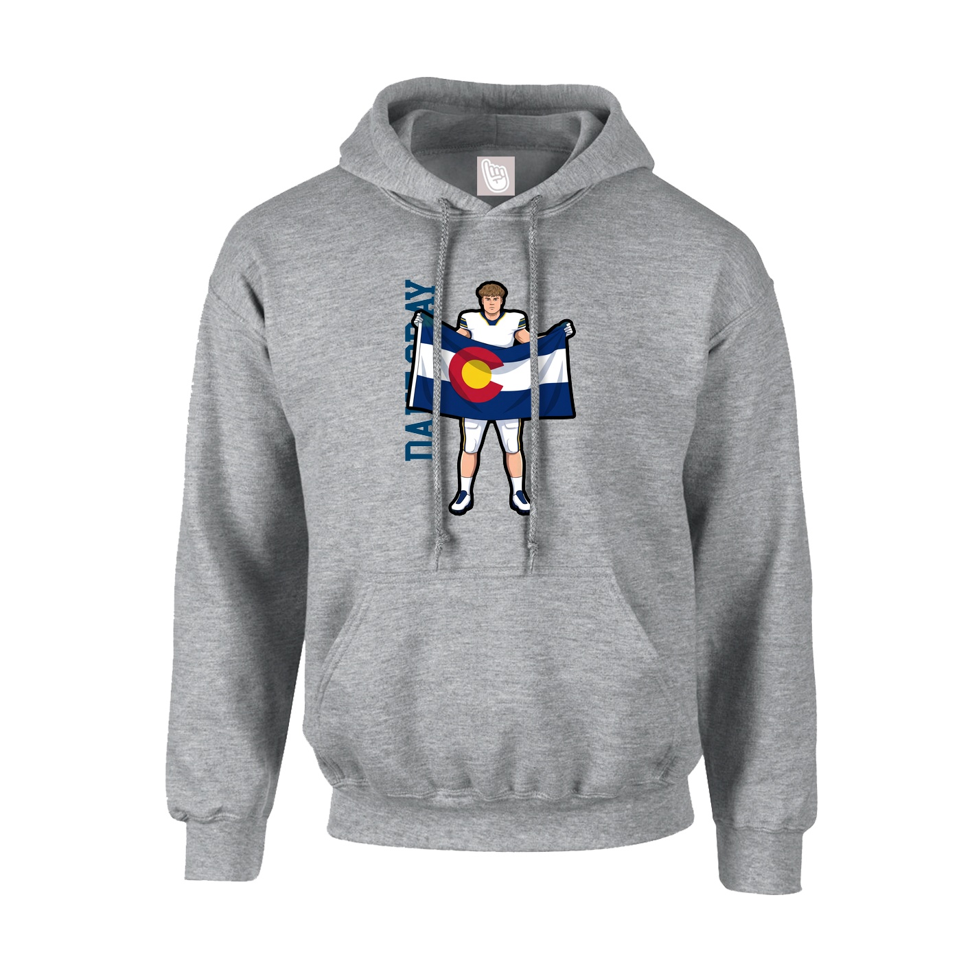 Hoodie — Name Vertical in Grey