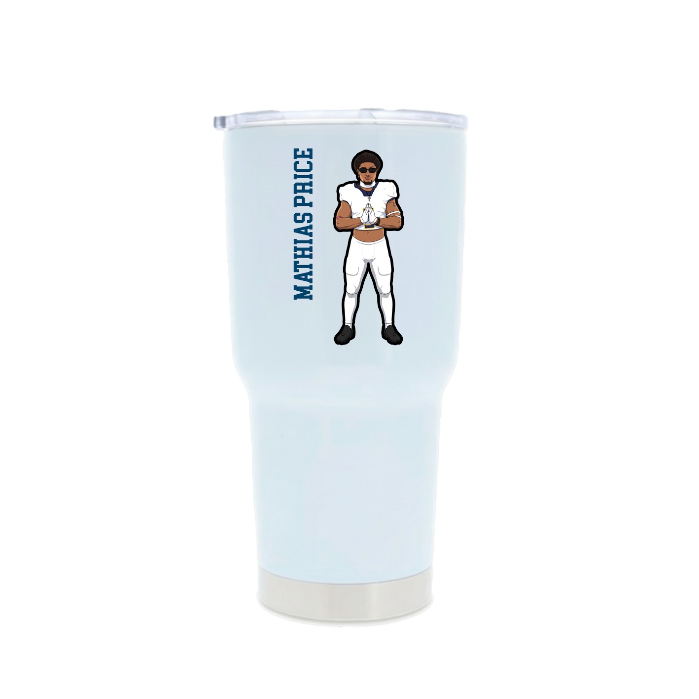 30oz Stainless Steel Tumbler — Name Vertical in White